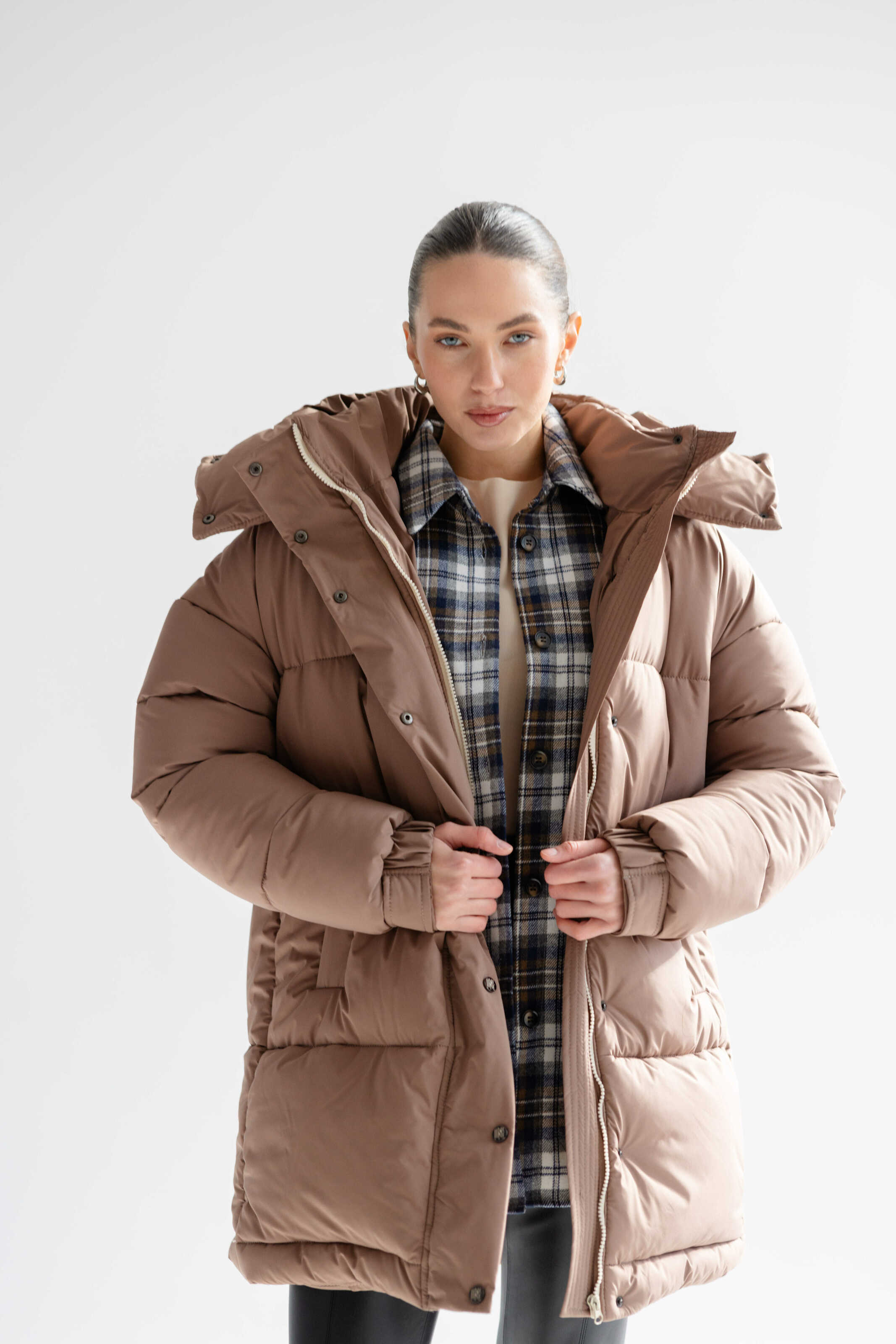 Long Oversized Puffer Jacket Mocha