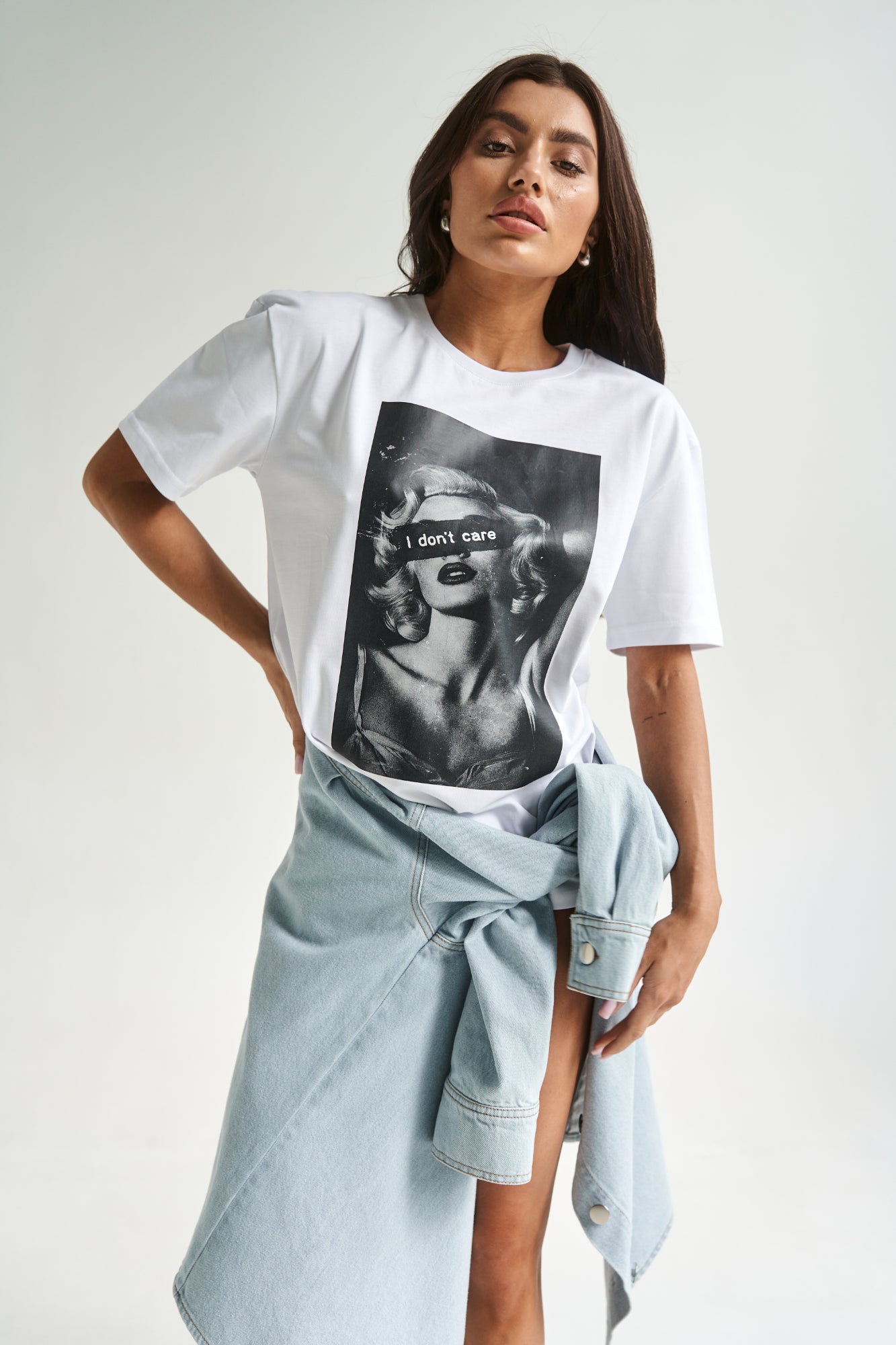 I Don't Care White T-Shirt