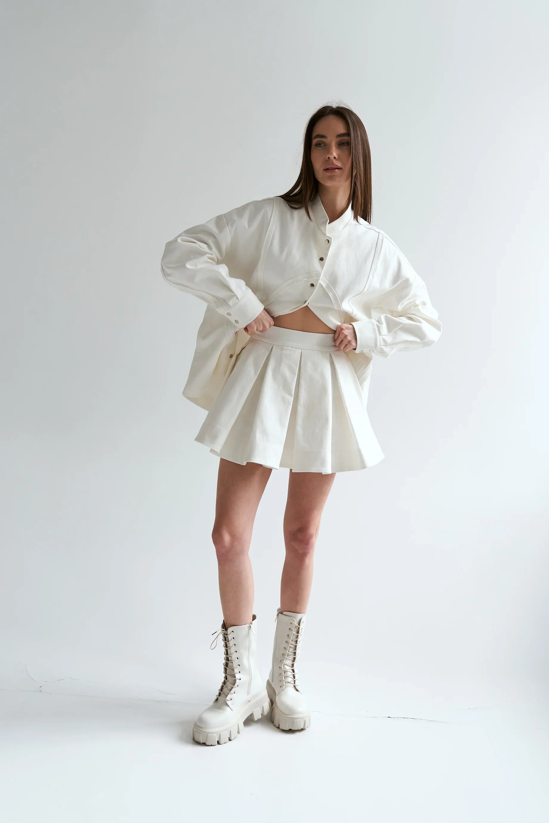 Milk cotton ruffle skirt