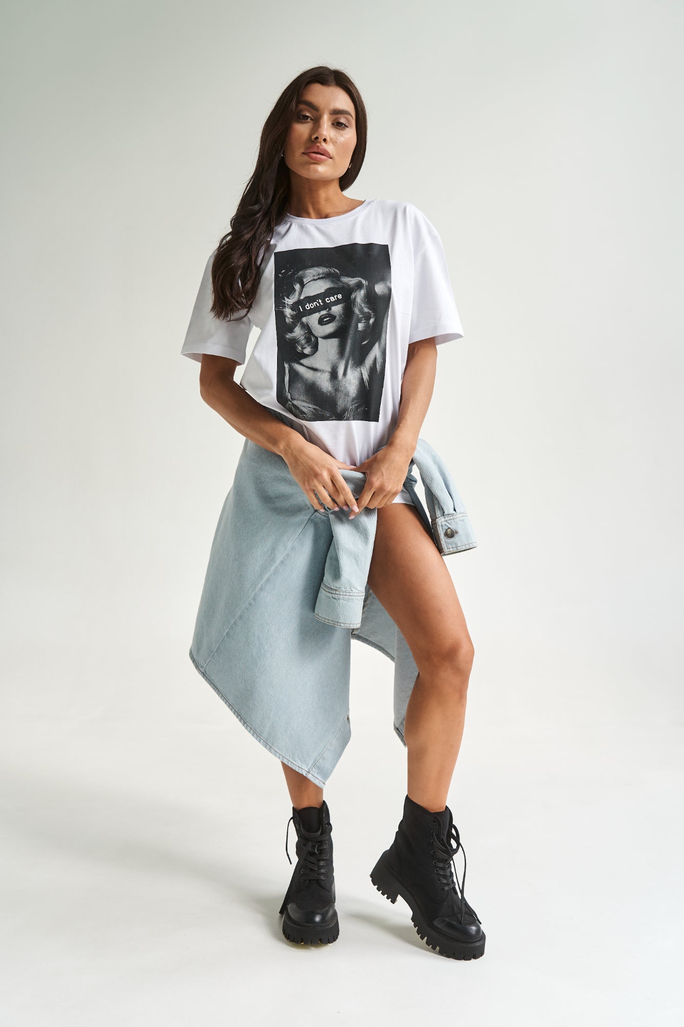 I Don't Care White T-Shirt