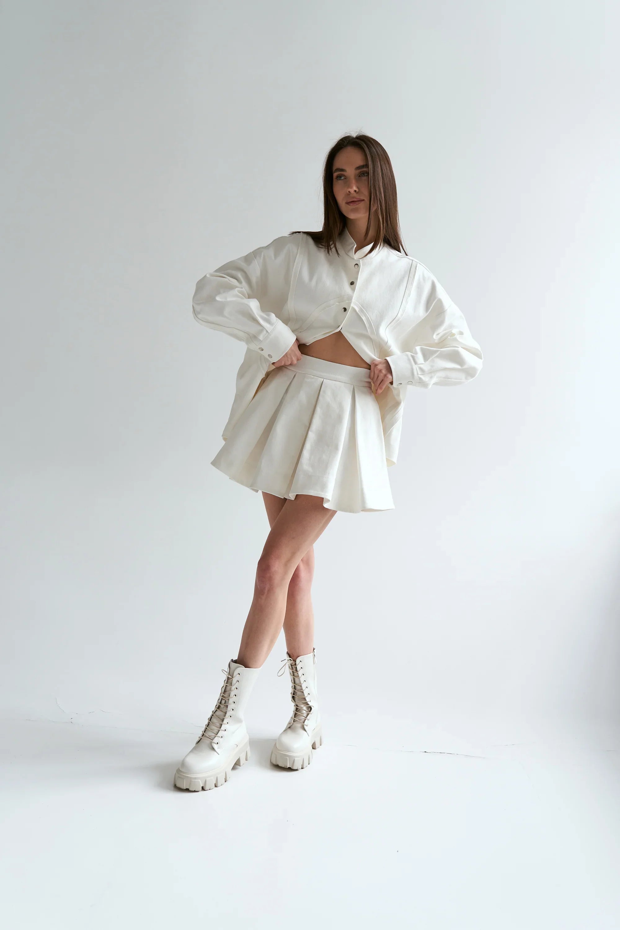 Milk cotton ruffle skirt