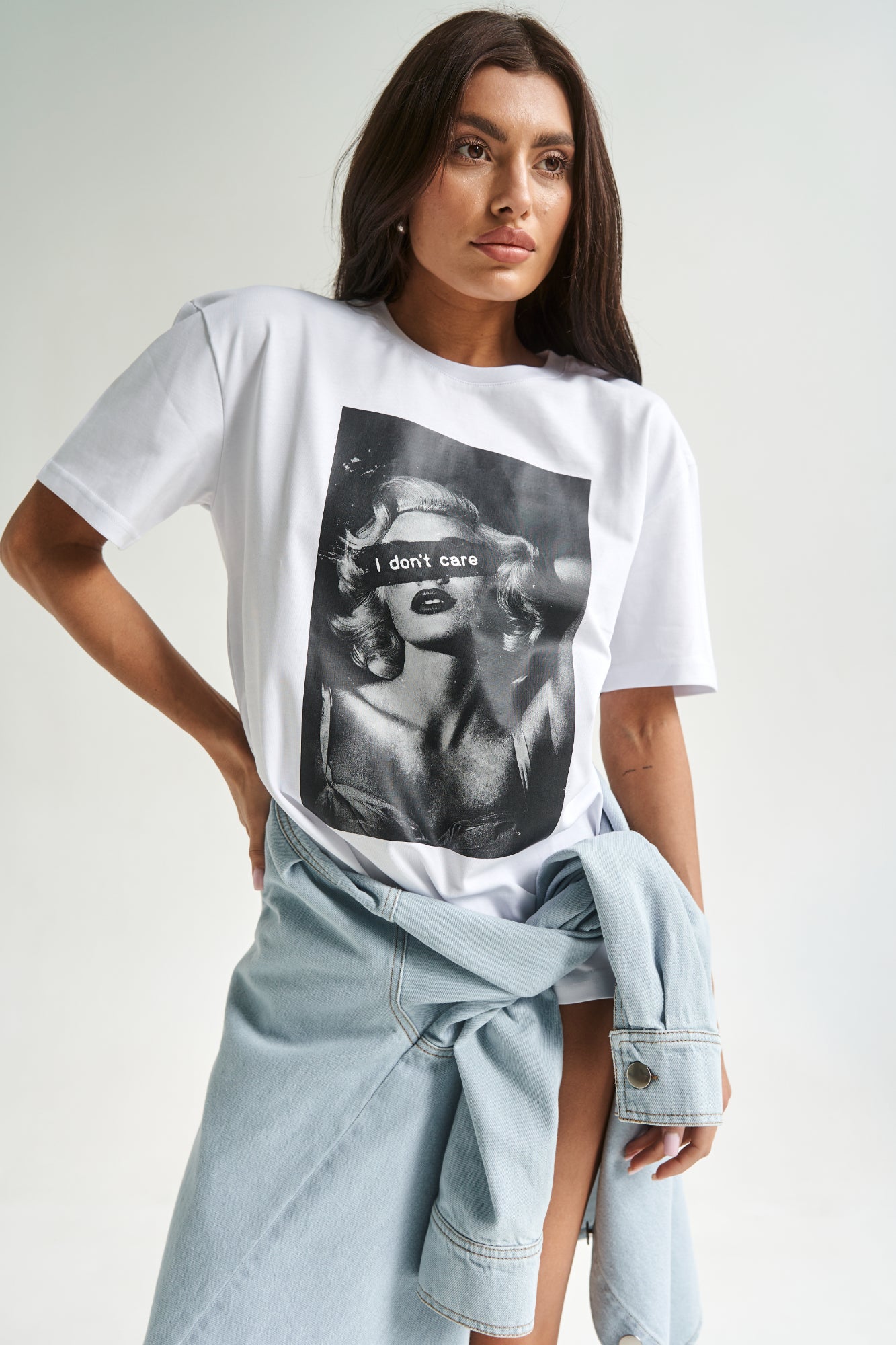 I Don't Care White T-Shirt