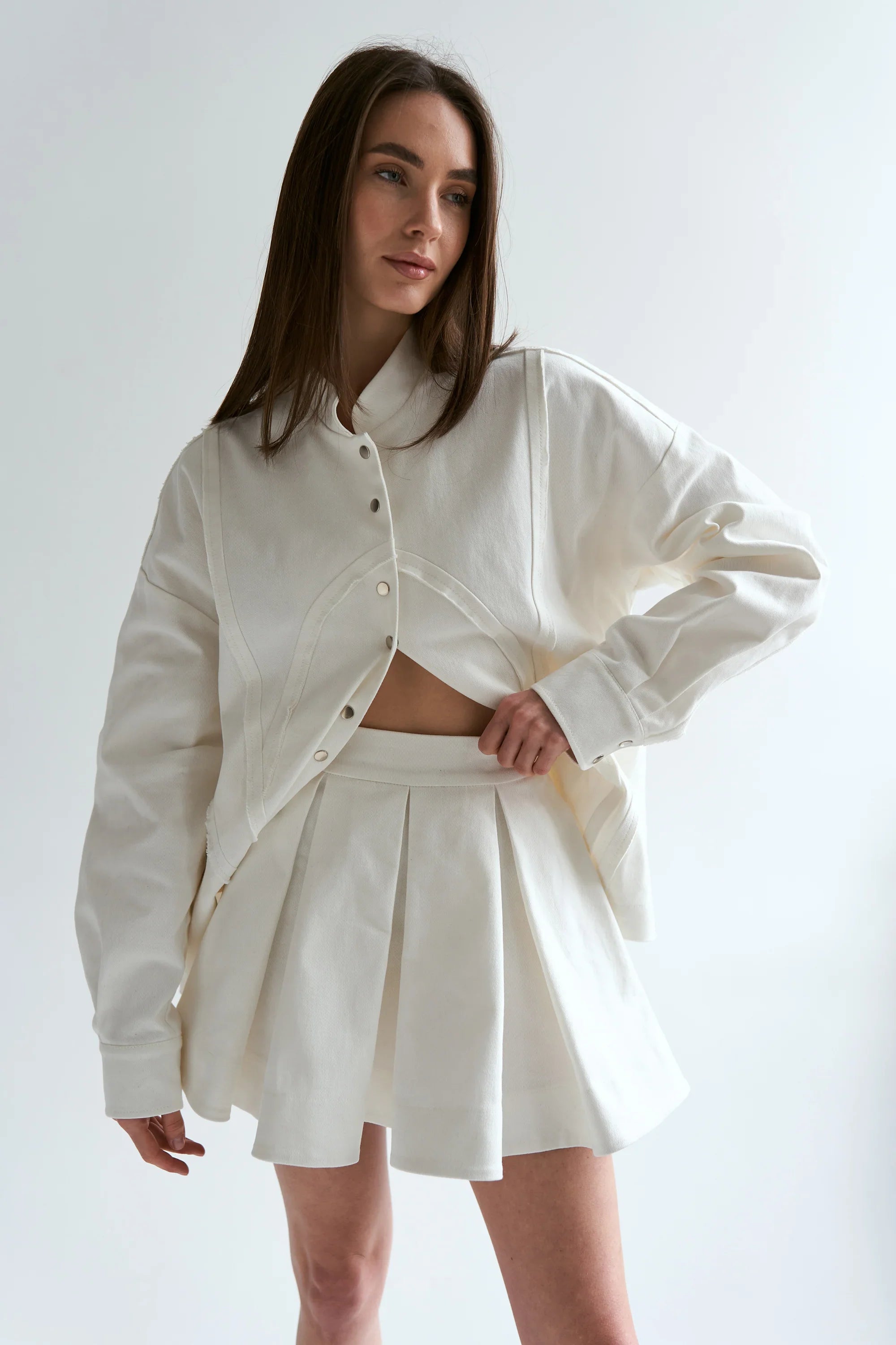 Milk cotton ruffle skirt