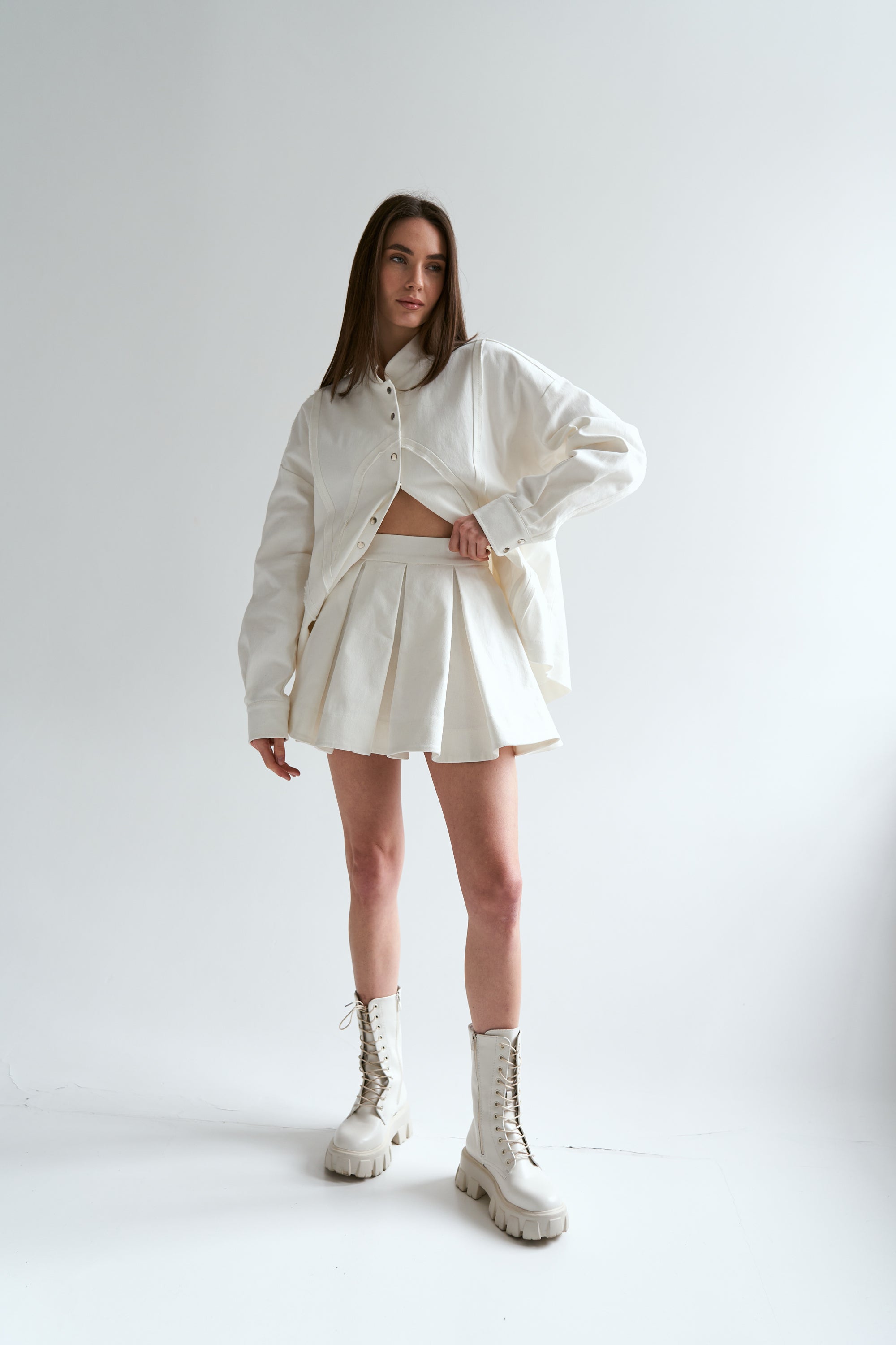 Milk cotton ruffle skirt