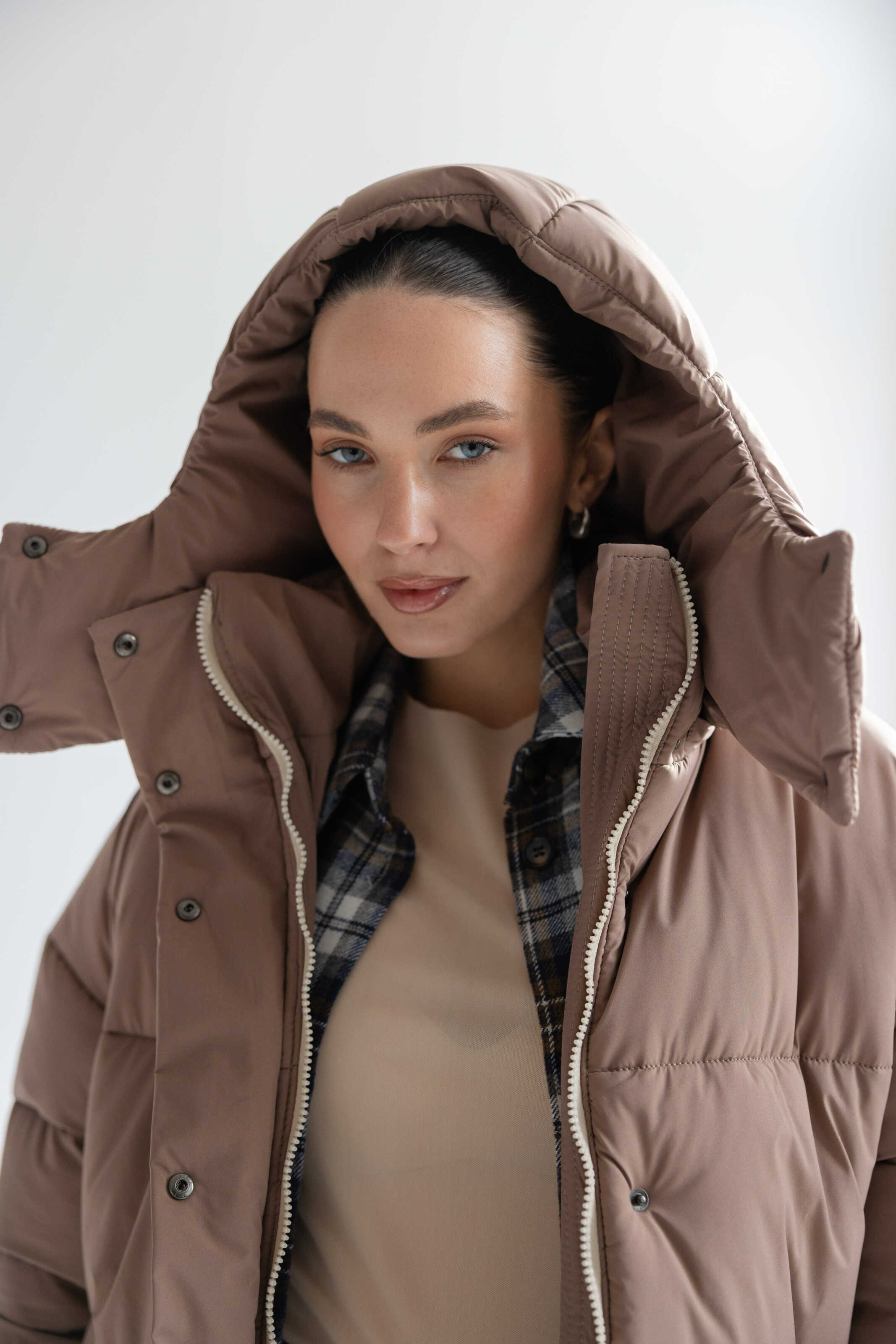 Long Oversized Puffer Jacket Mocha