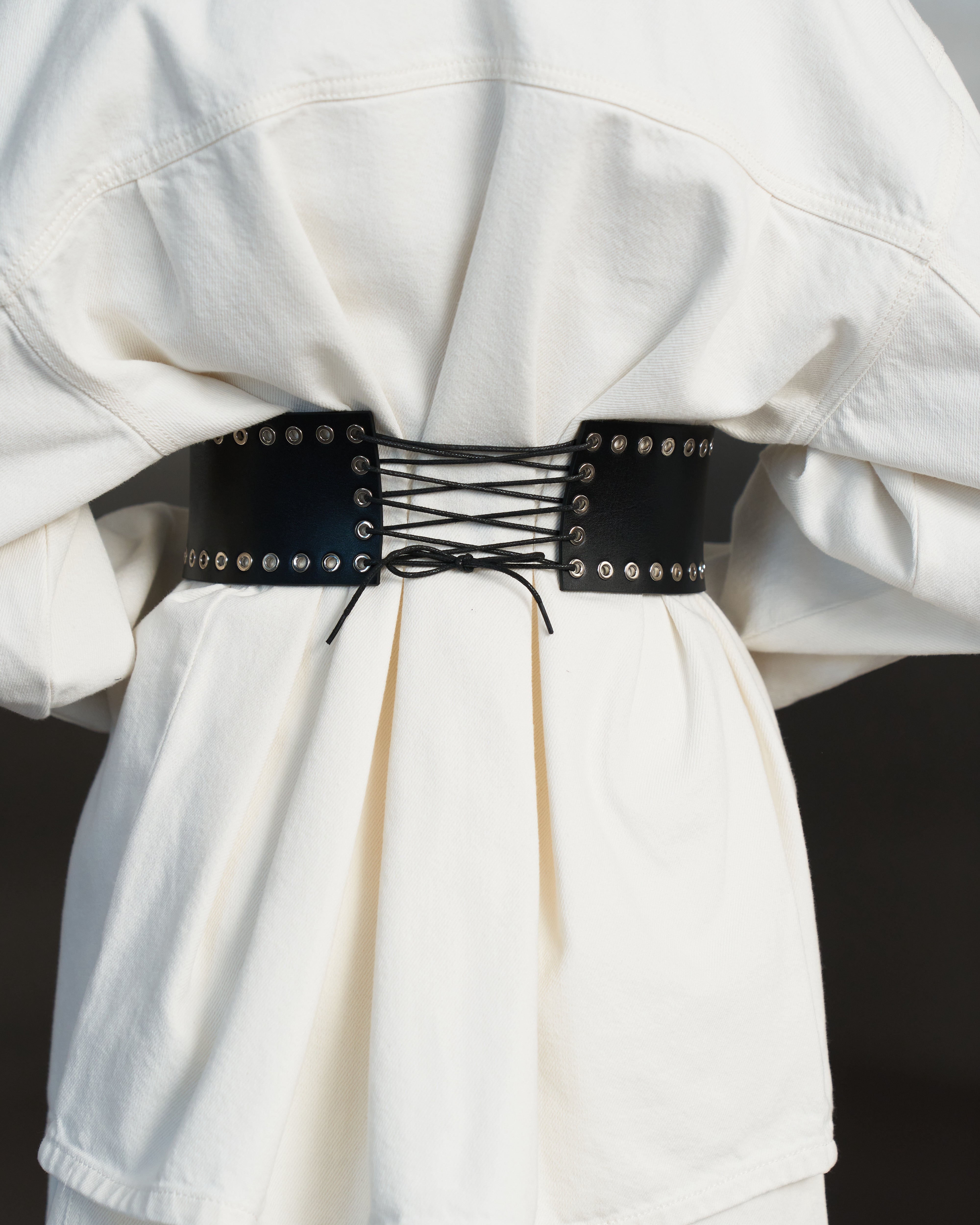 Wide corset leather belt SAVANNA with lacing - UFS.store.ua
