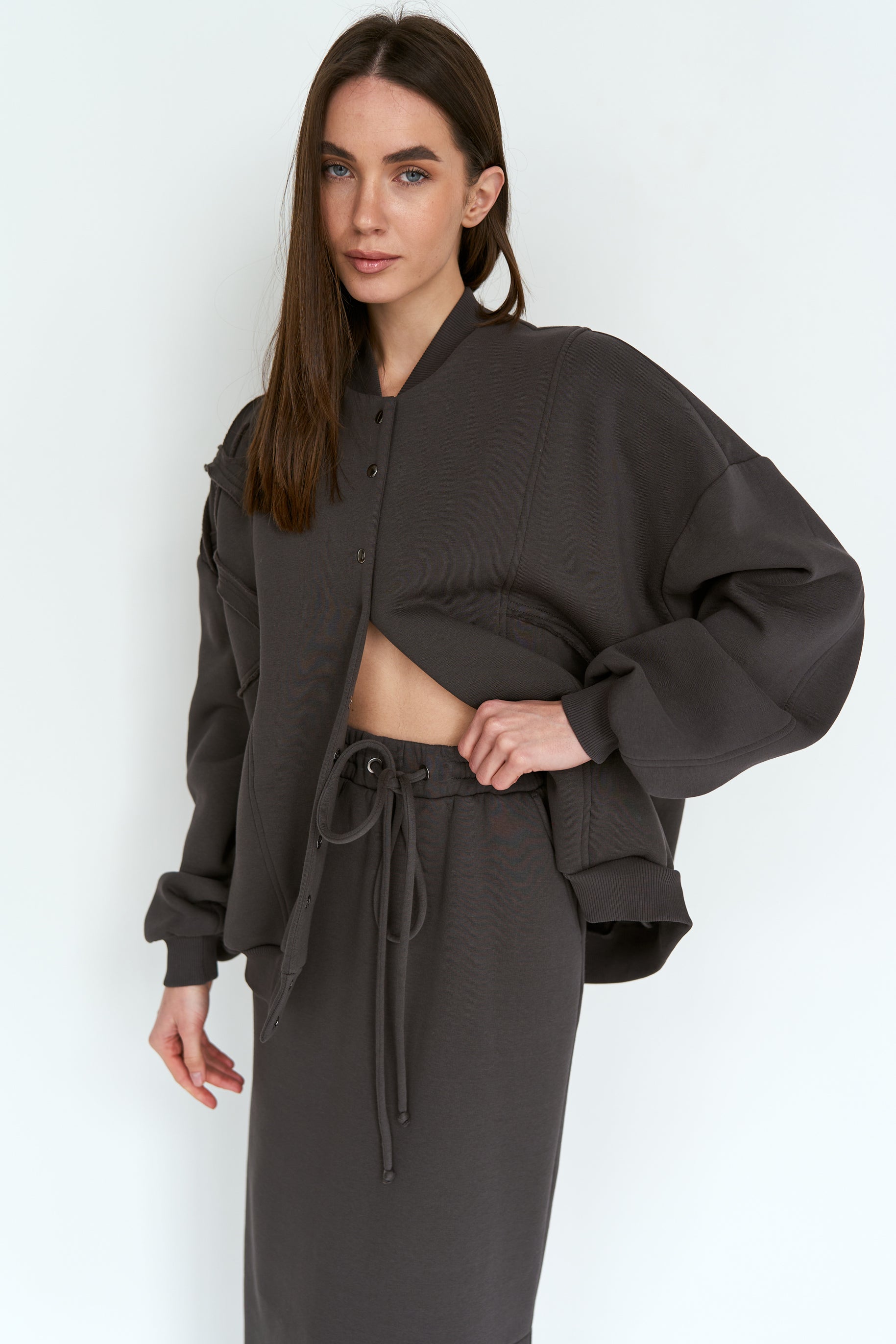 Graphite Bomber Knit U