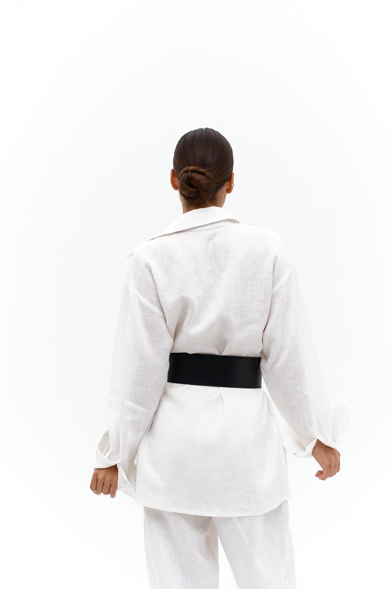 Wide leather belt JUN with double buckle - UFS.store.ua