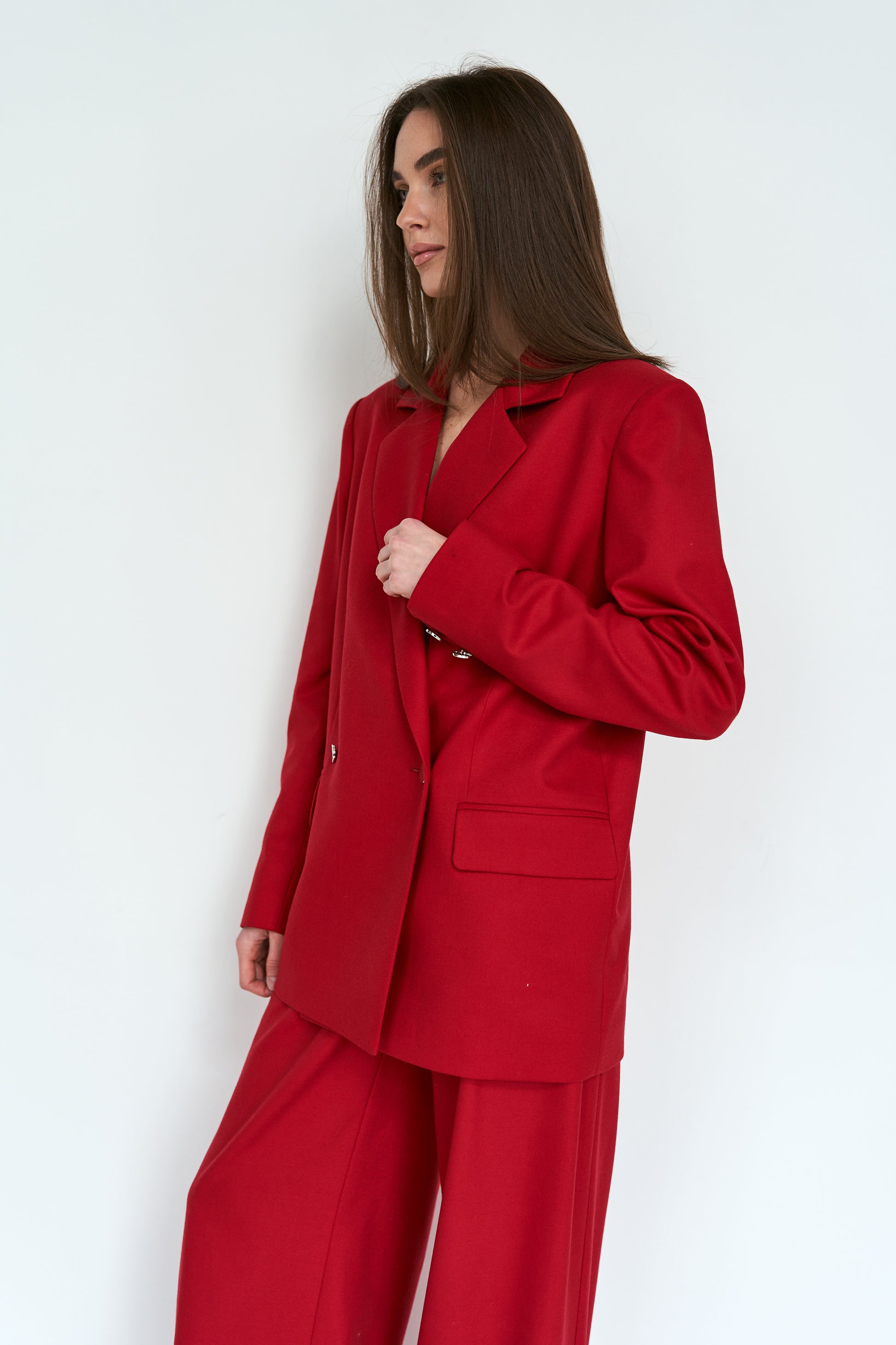 Red oversized suit jacket