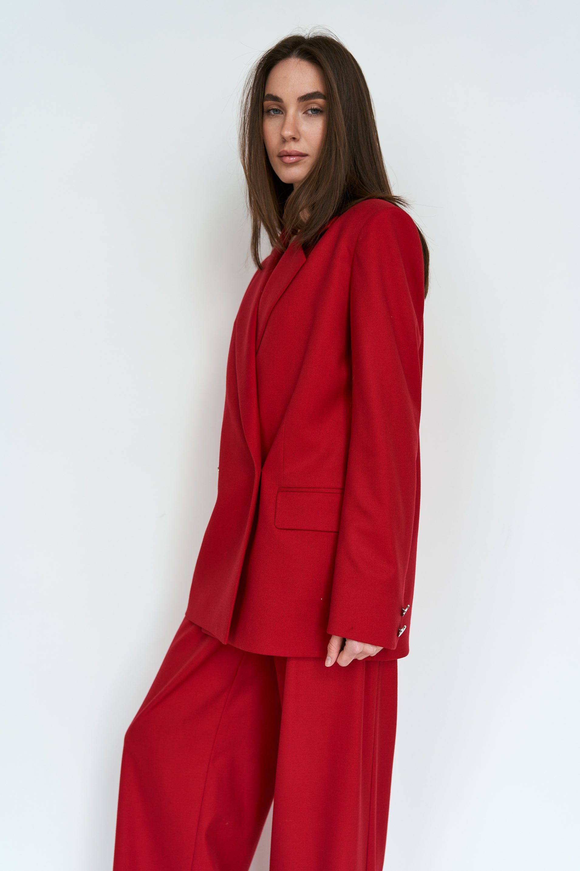 Red oversized suit jacket