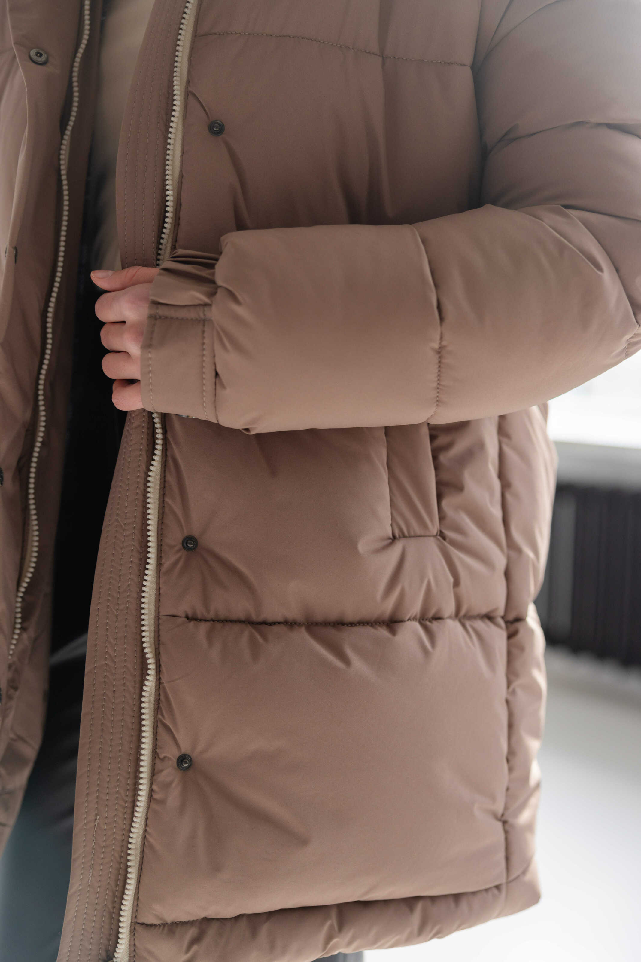 Long Oversized Puffer Jacket Mocha