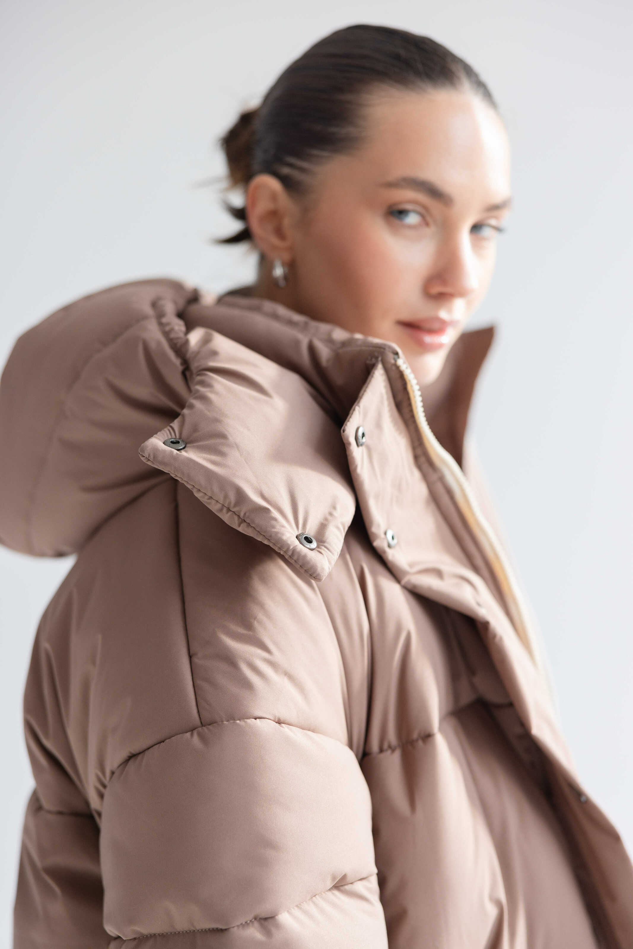 Long Oversized Puffer Jacket Mocha