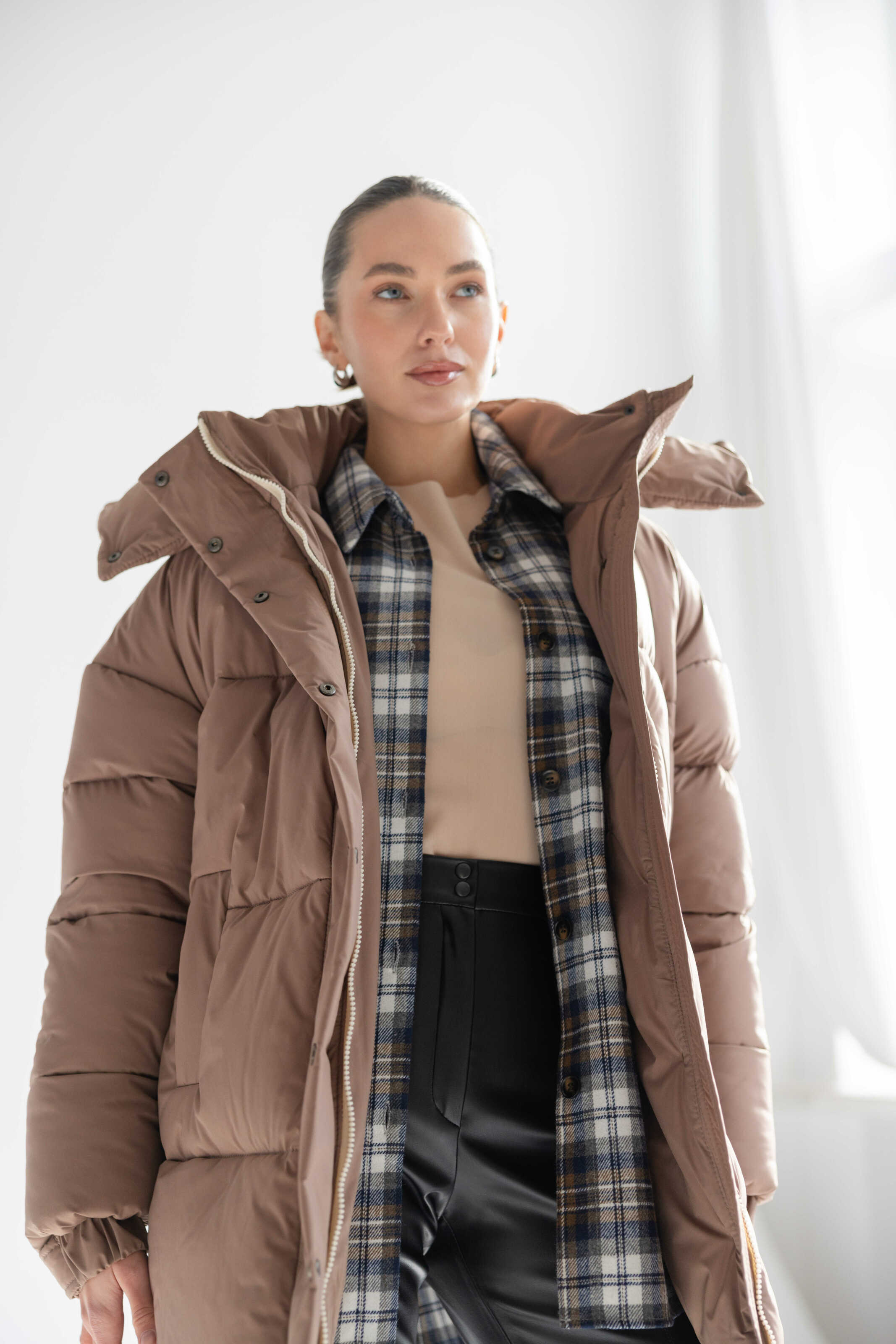 Long Oversized Puffer Jacket Mocha