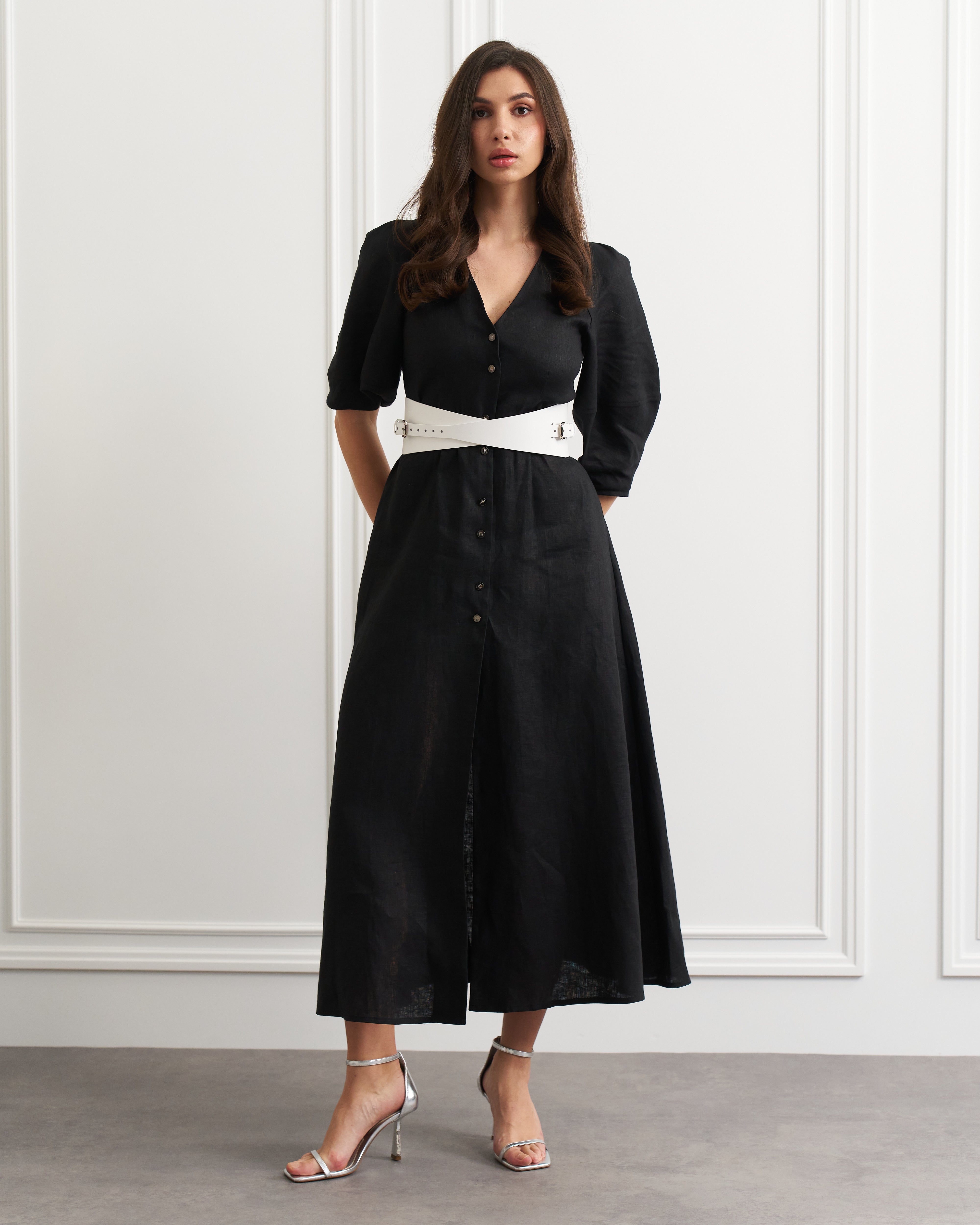 Wide asymmetrical leather belt TRISHA - UFS.store.ua