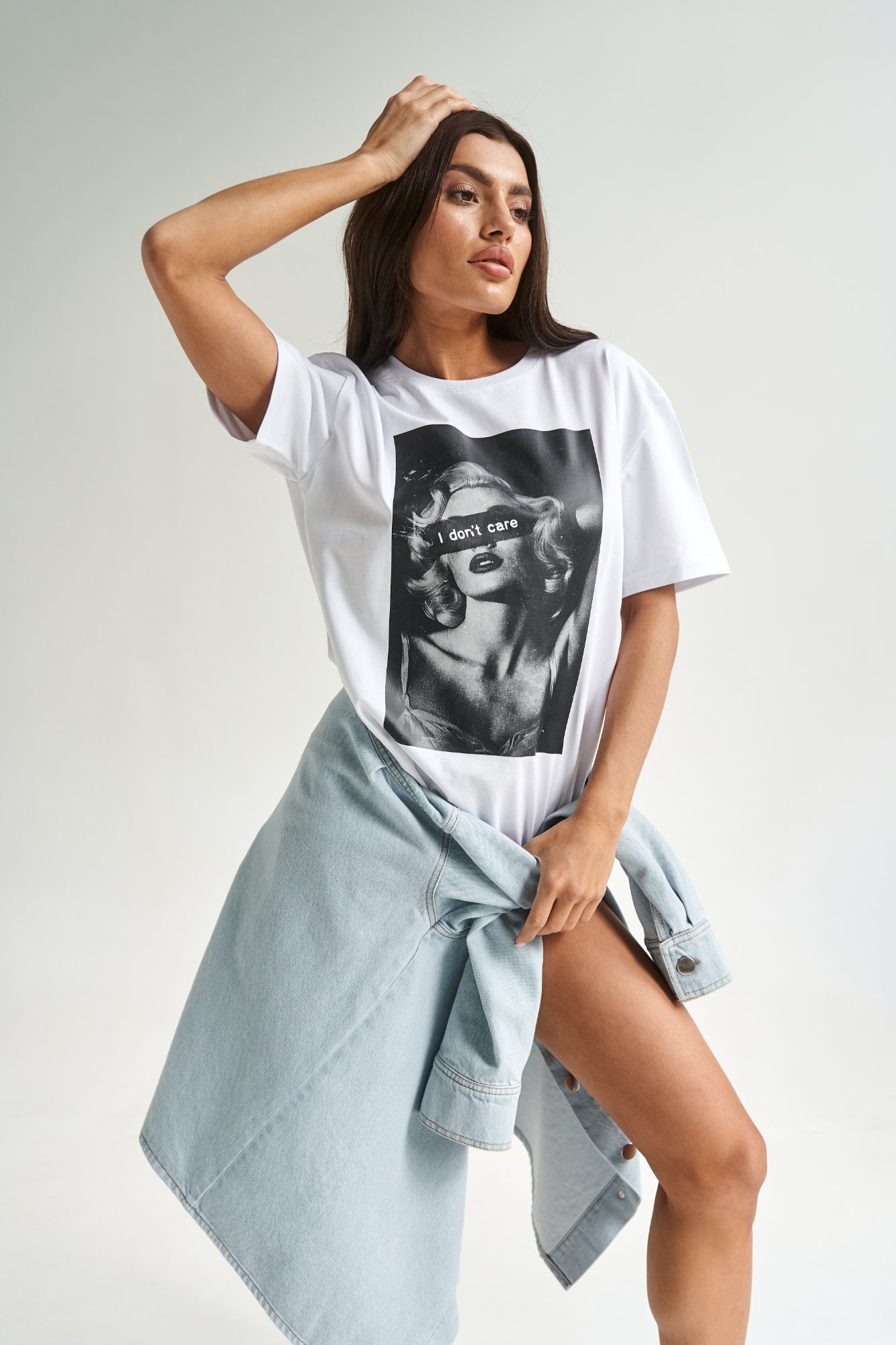 I Don't Care White T-Shirt