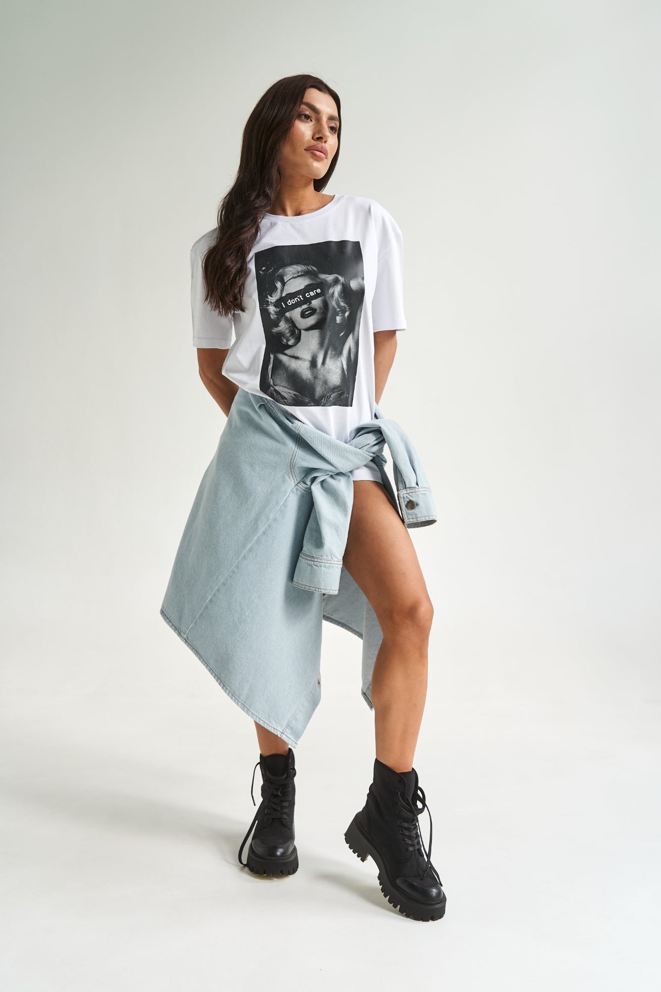 I Don't Care White T-Shirt