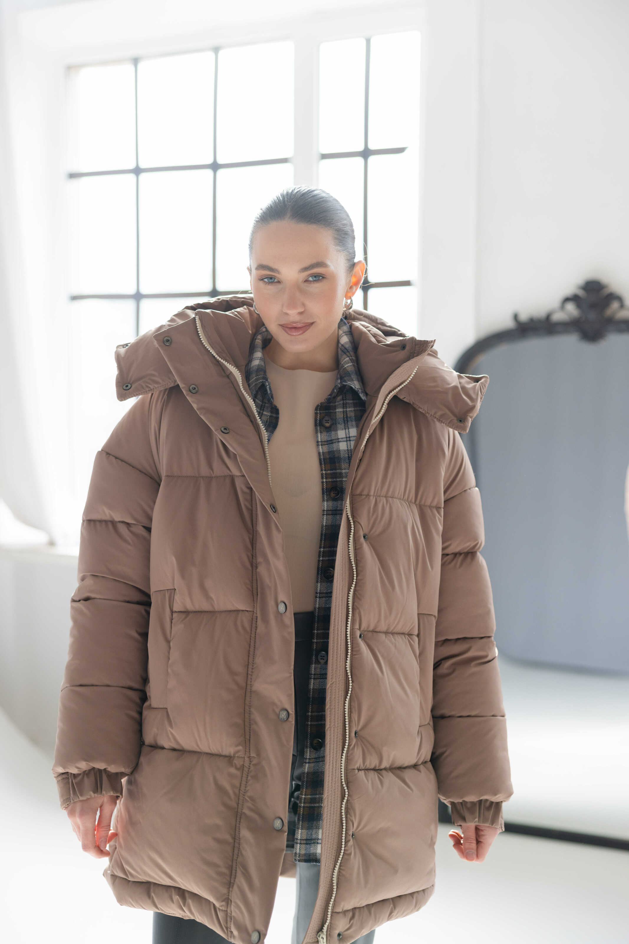 Long Oversized Puffer Jacket Mocha