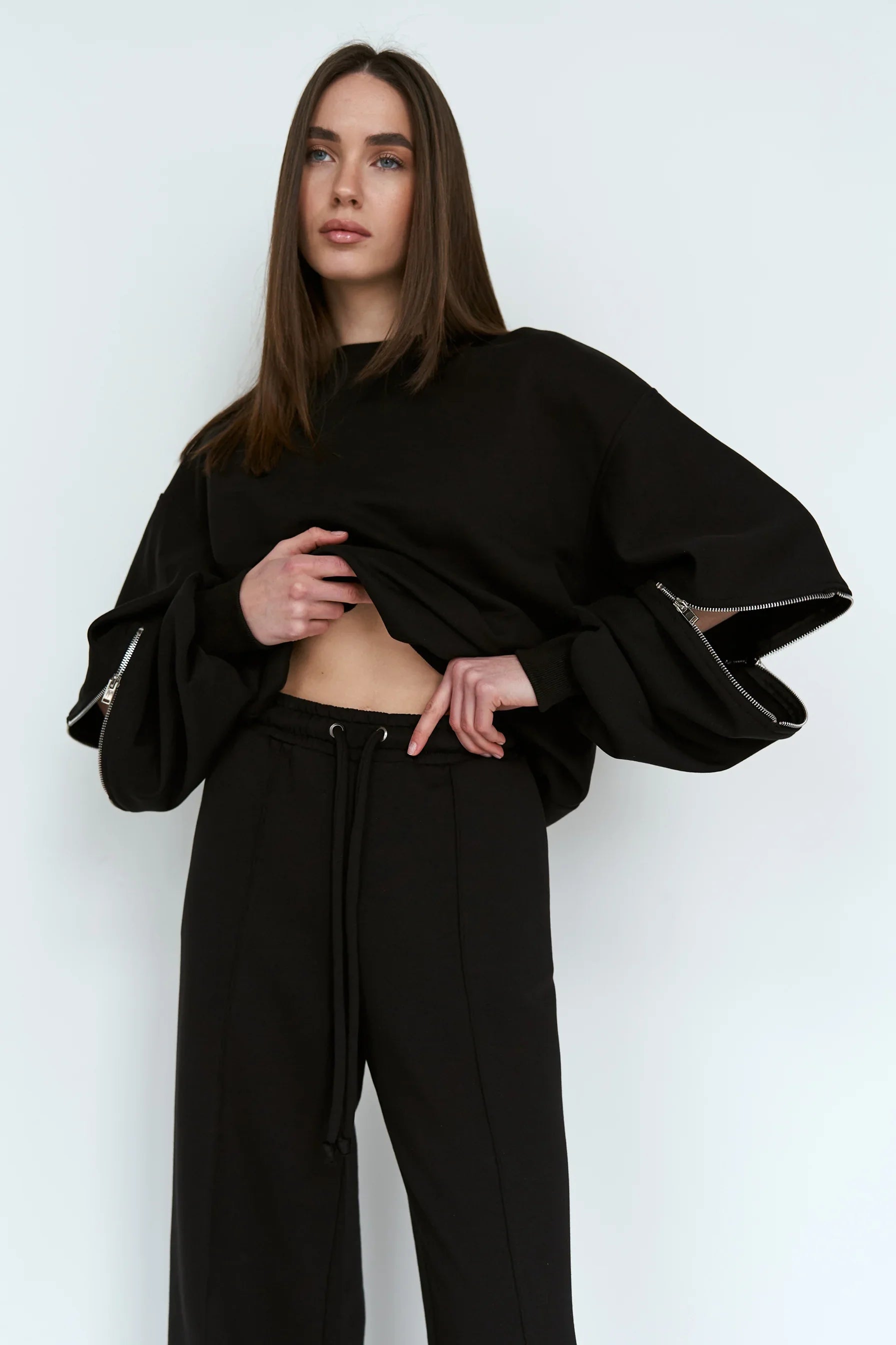 Straight knit trousers black