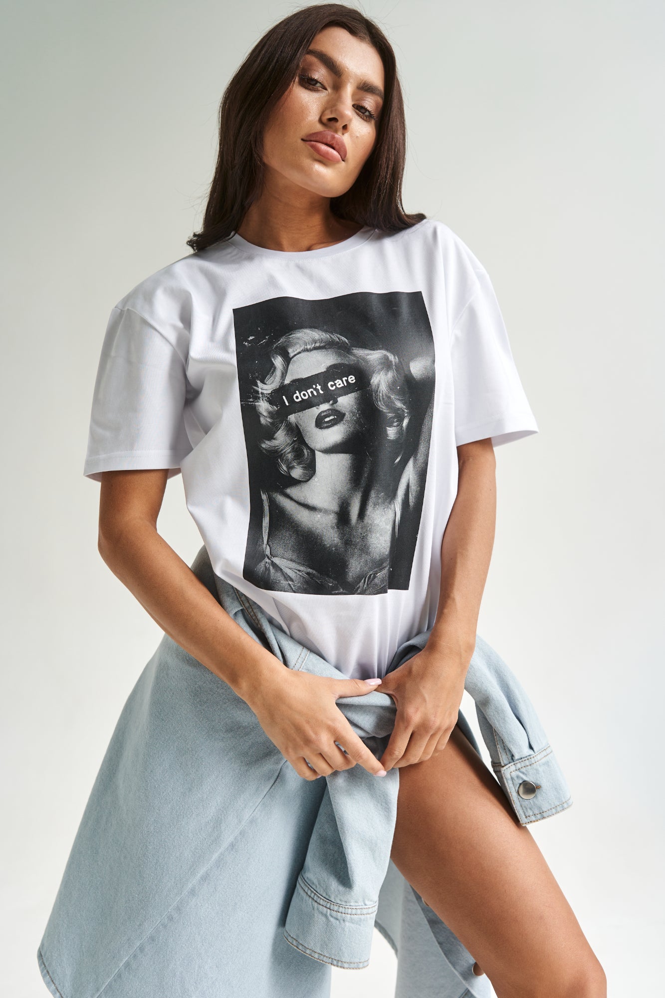 I Don't Care White T-Shirt