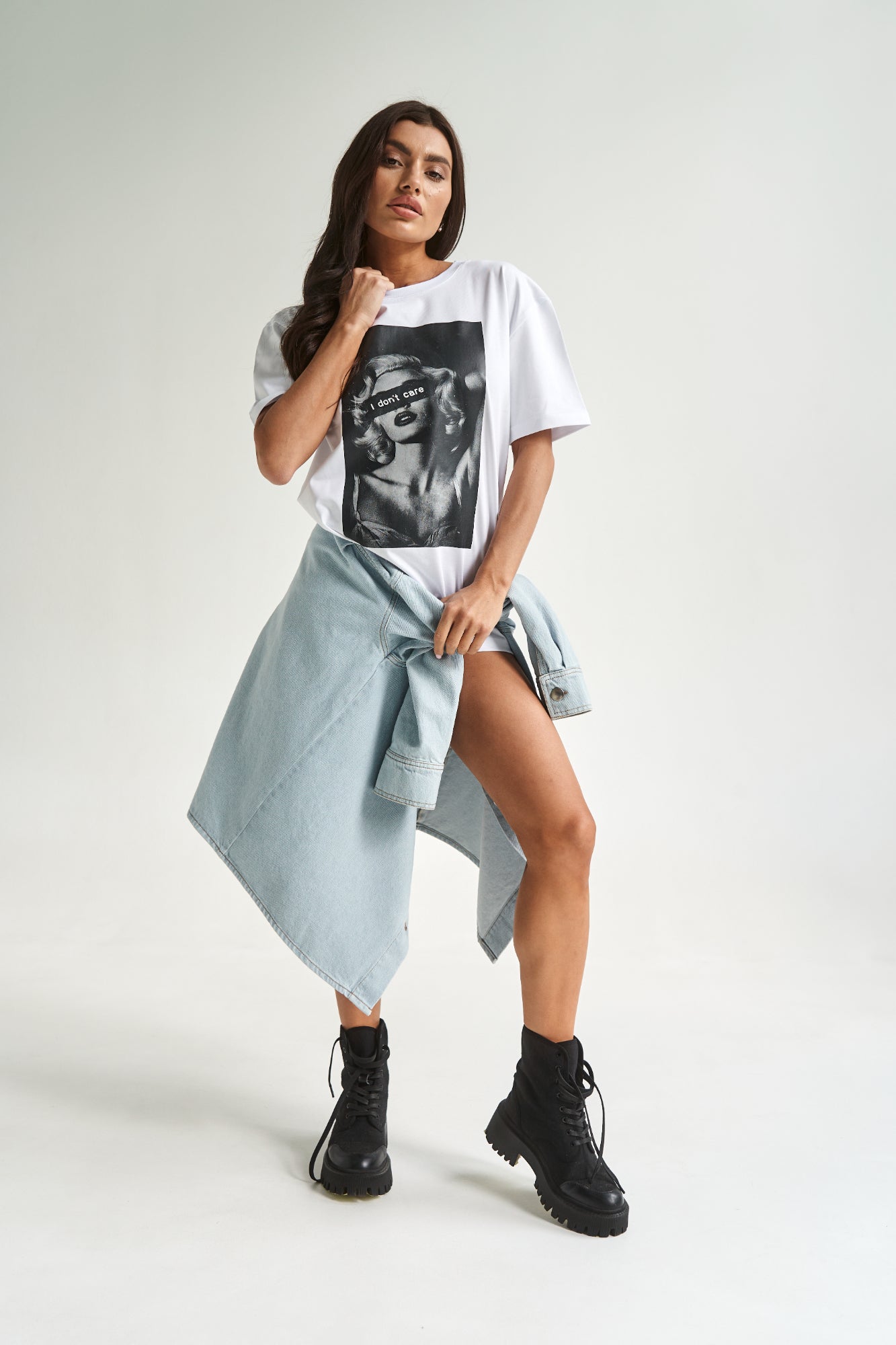I Don't Care White T-Shirt