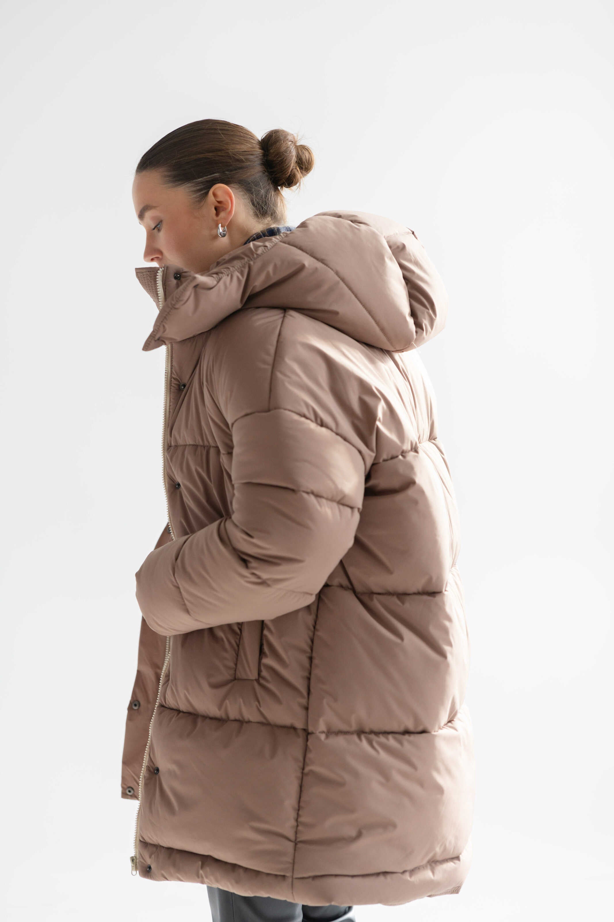 Long Oversized Puffer Jacket Mocha