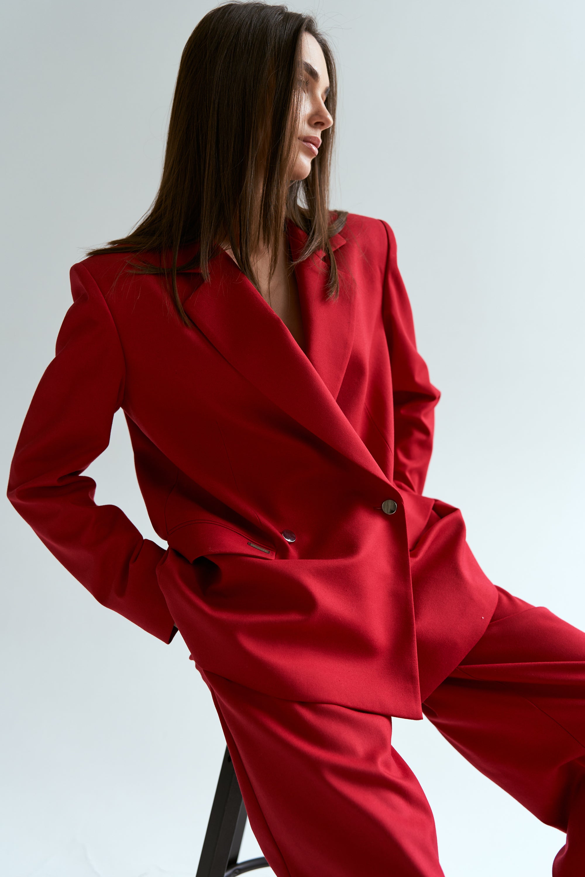 Red oversized suit jacket