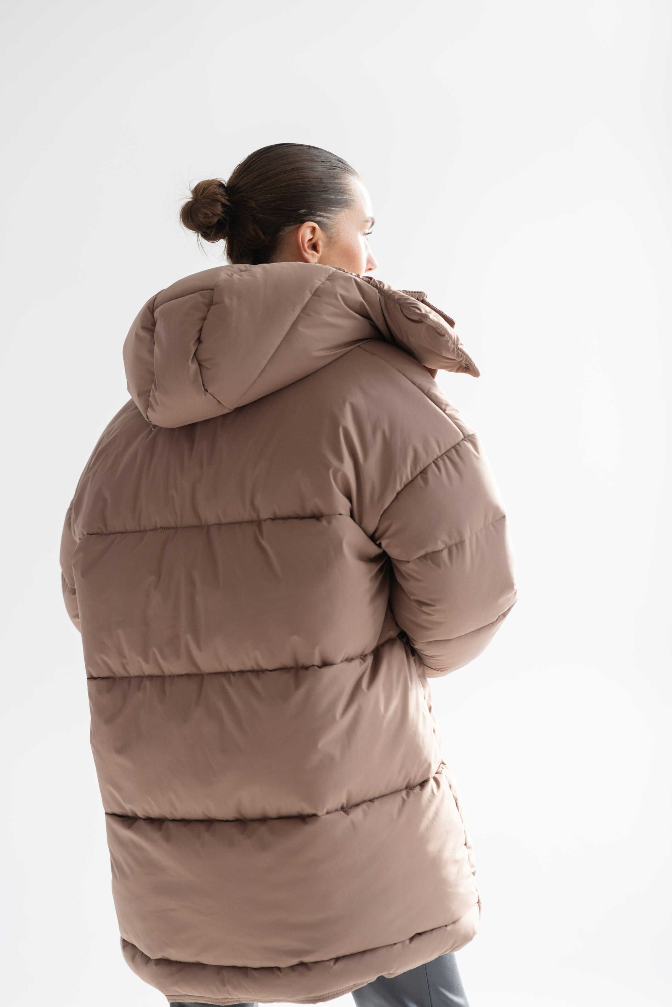 Long Oversized Puffer Jacket Mocha