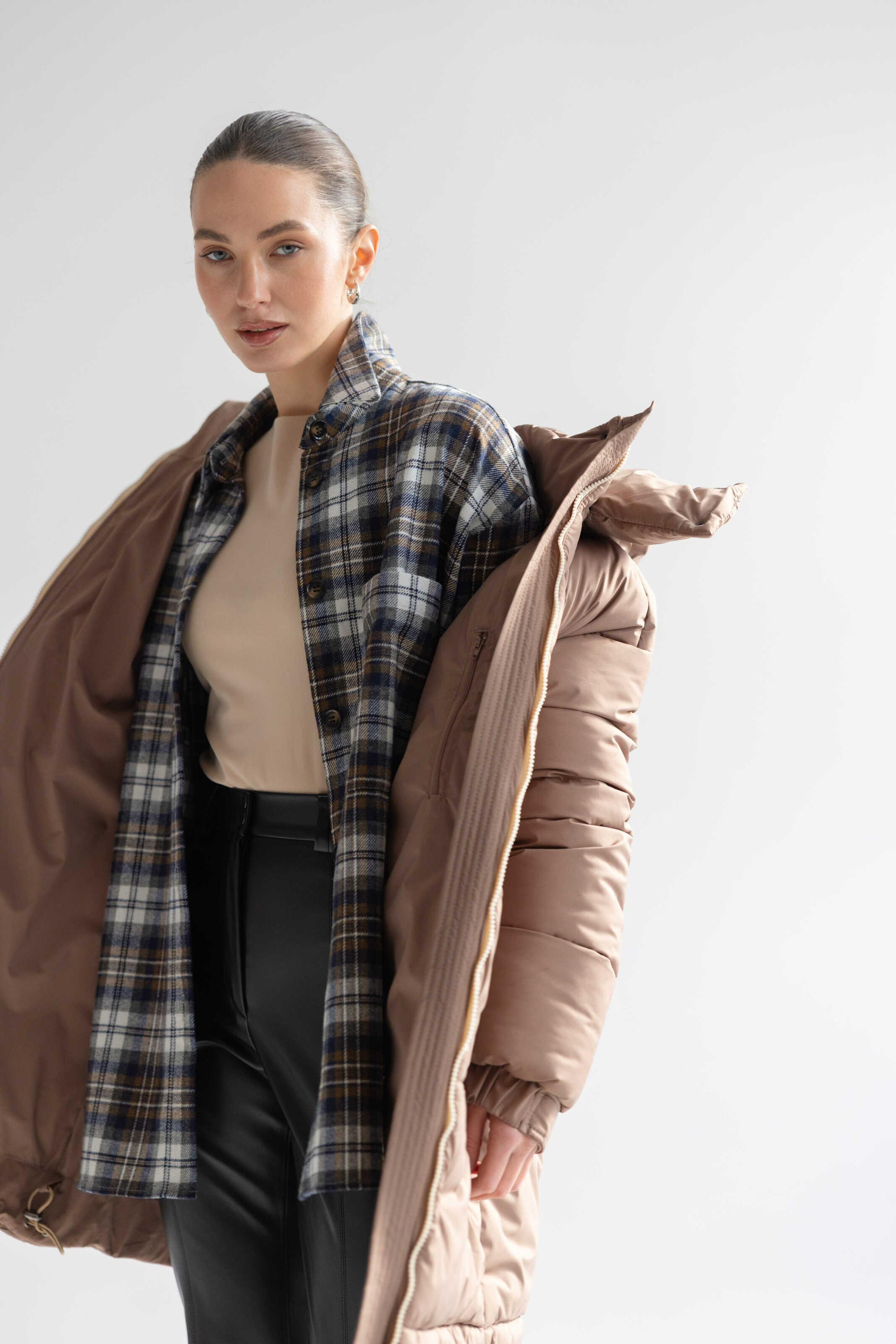 Long Oversized Puffer Jacket Mocha