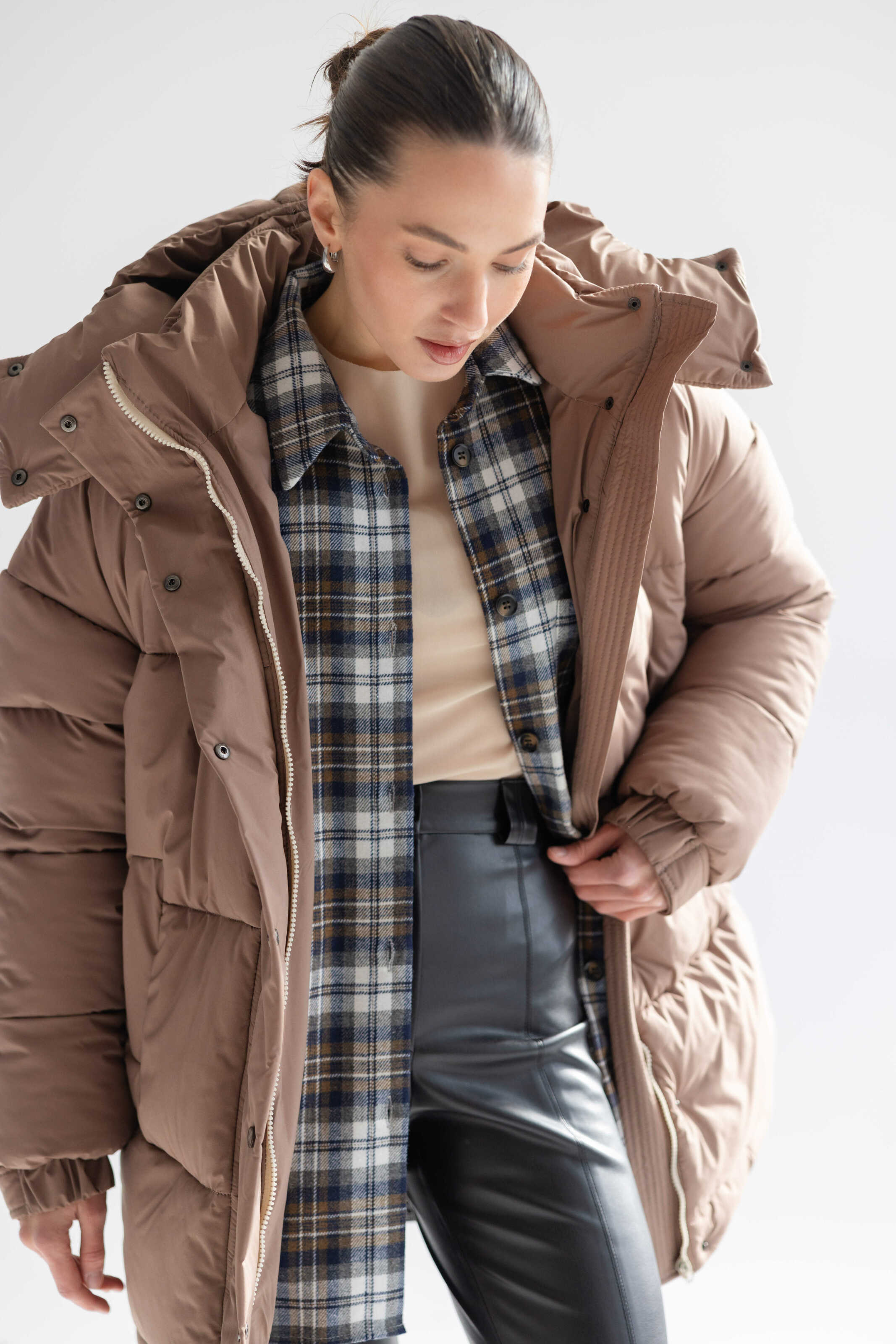 Long Oversized Puffer Jacket Mocha