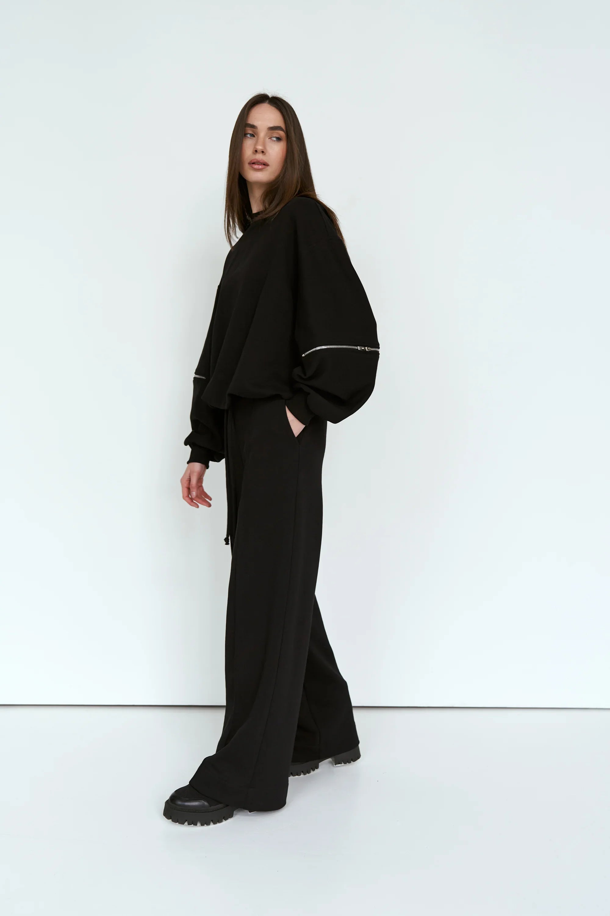 Straight knit trousers black