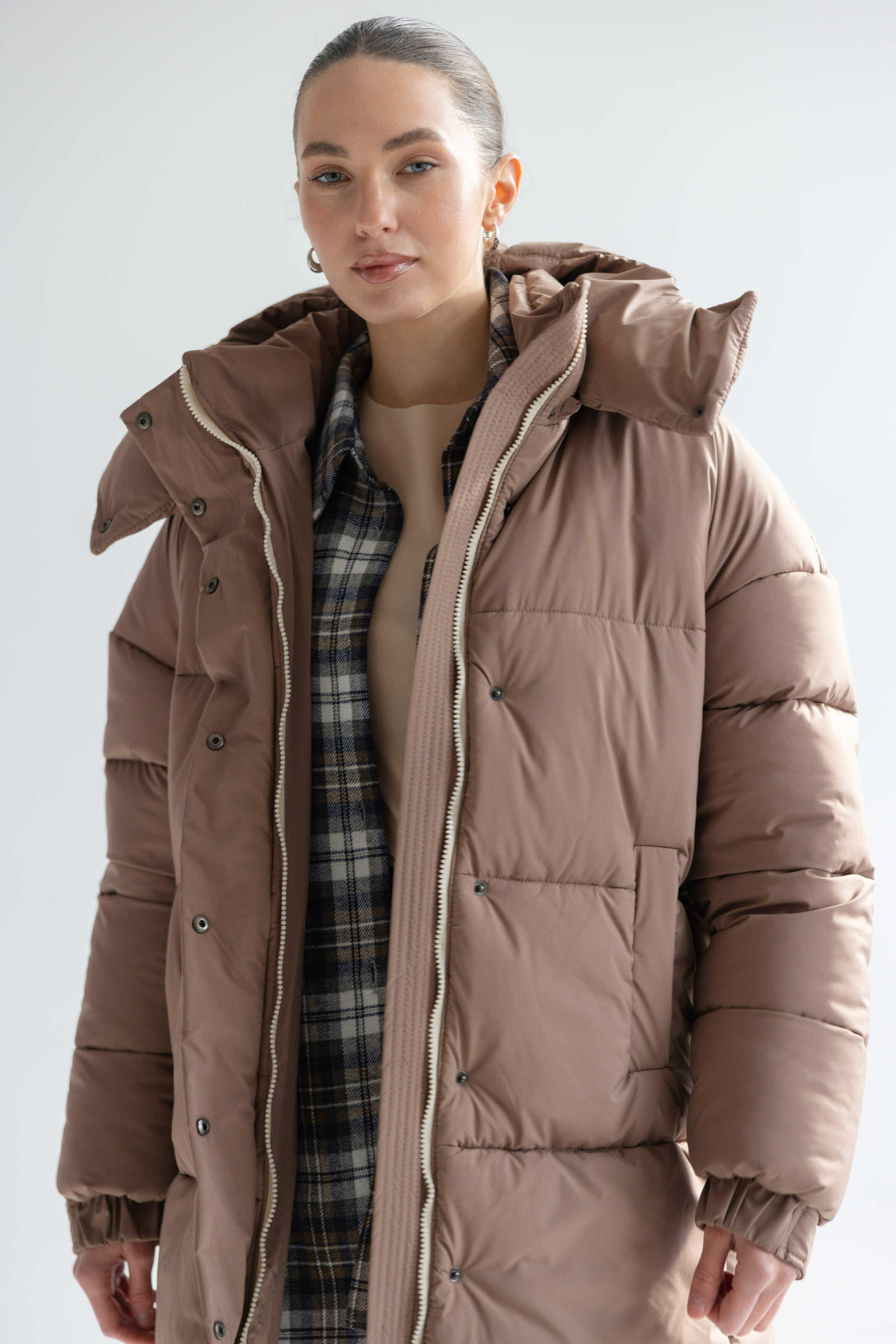 Long Oversized Puffer Jacket Mocha