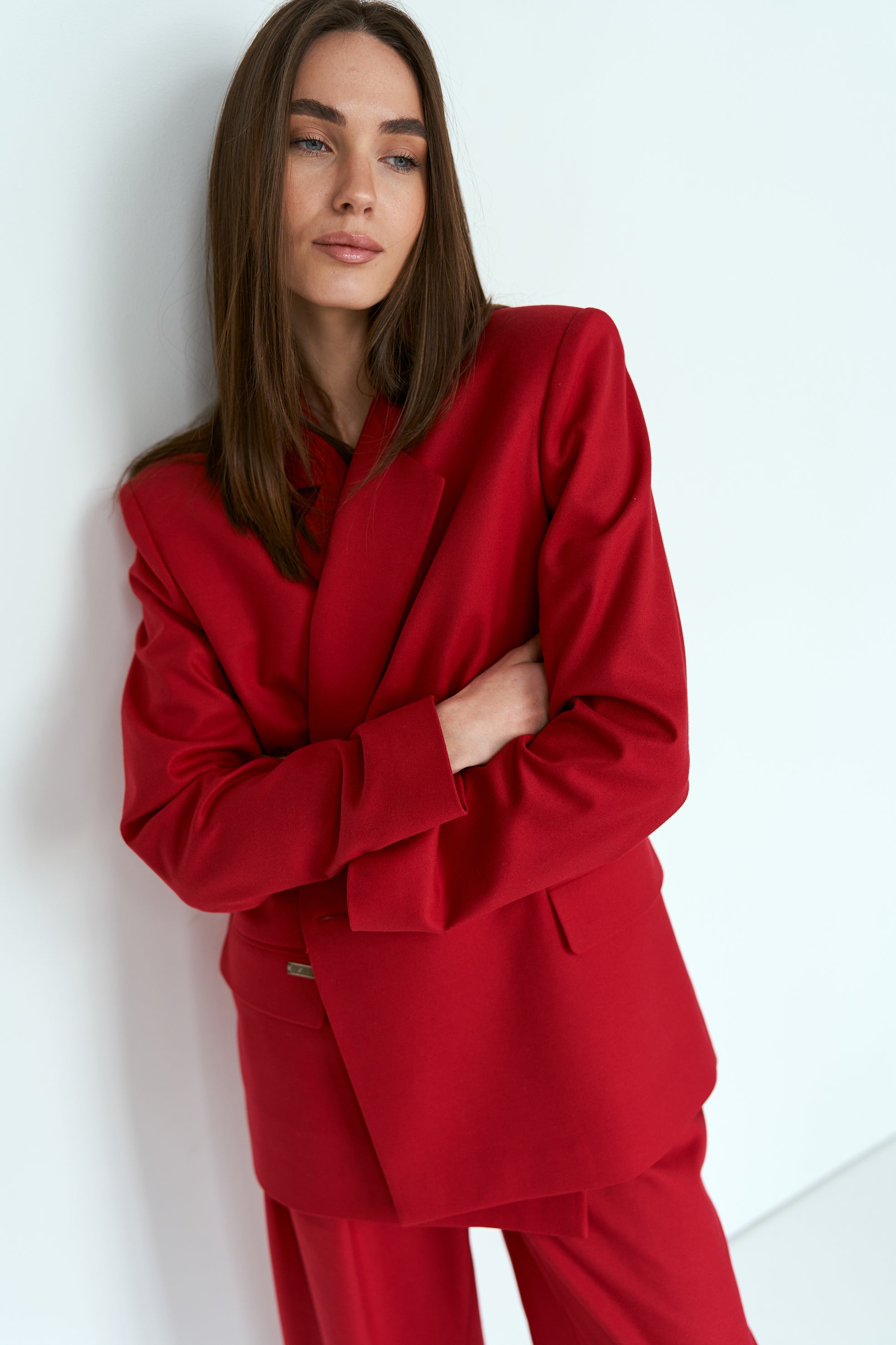 Red oversized suit jacket