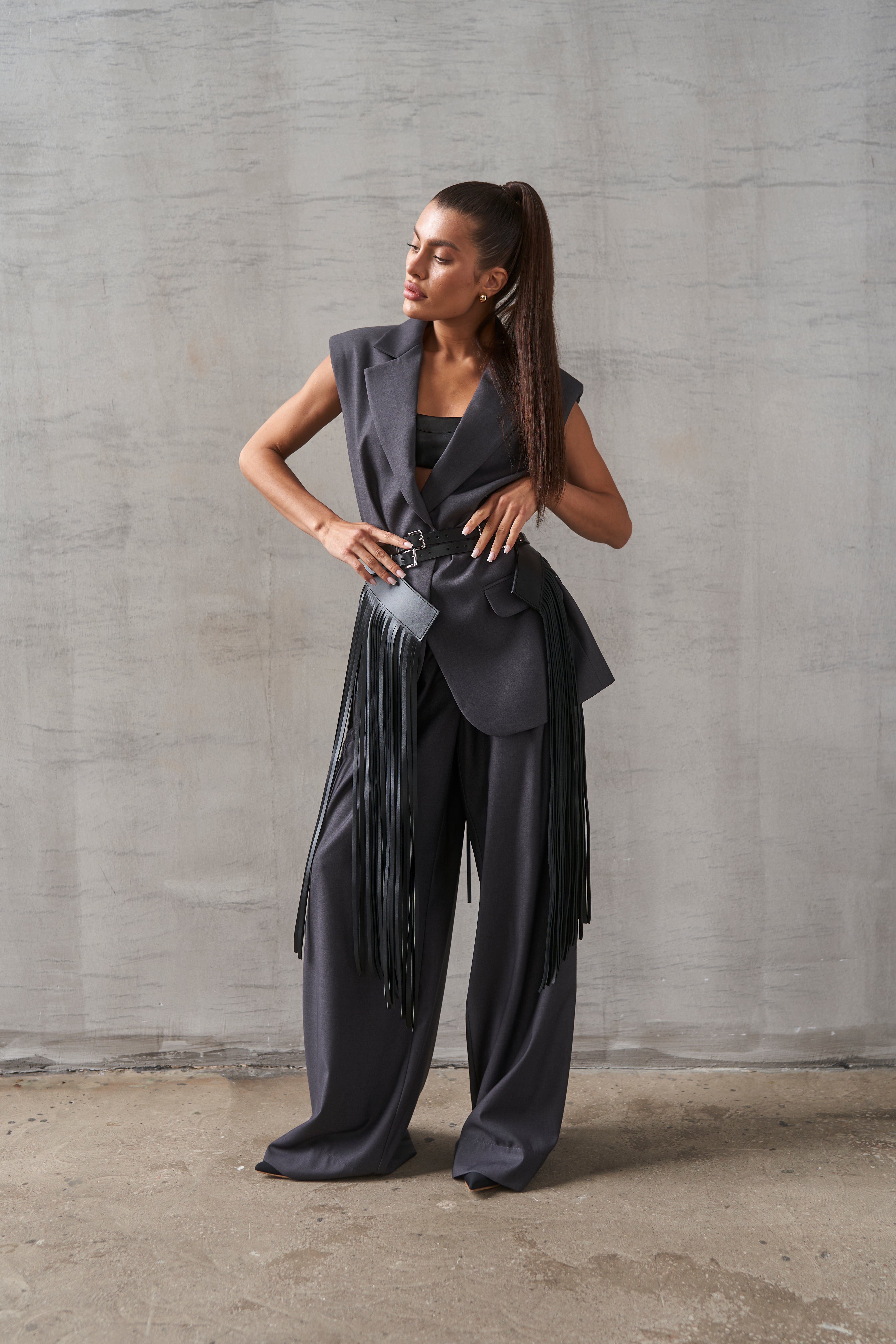 Брюки палаццо з костюмної тканини