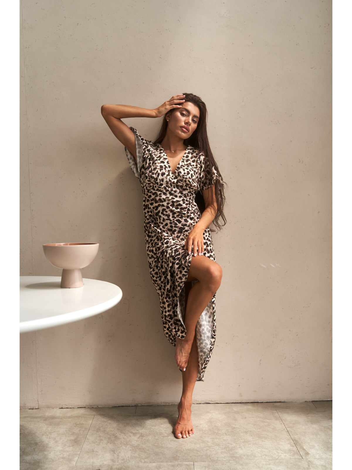 Animal print cotton maxi dress - UFS.store.ua