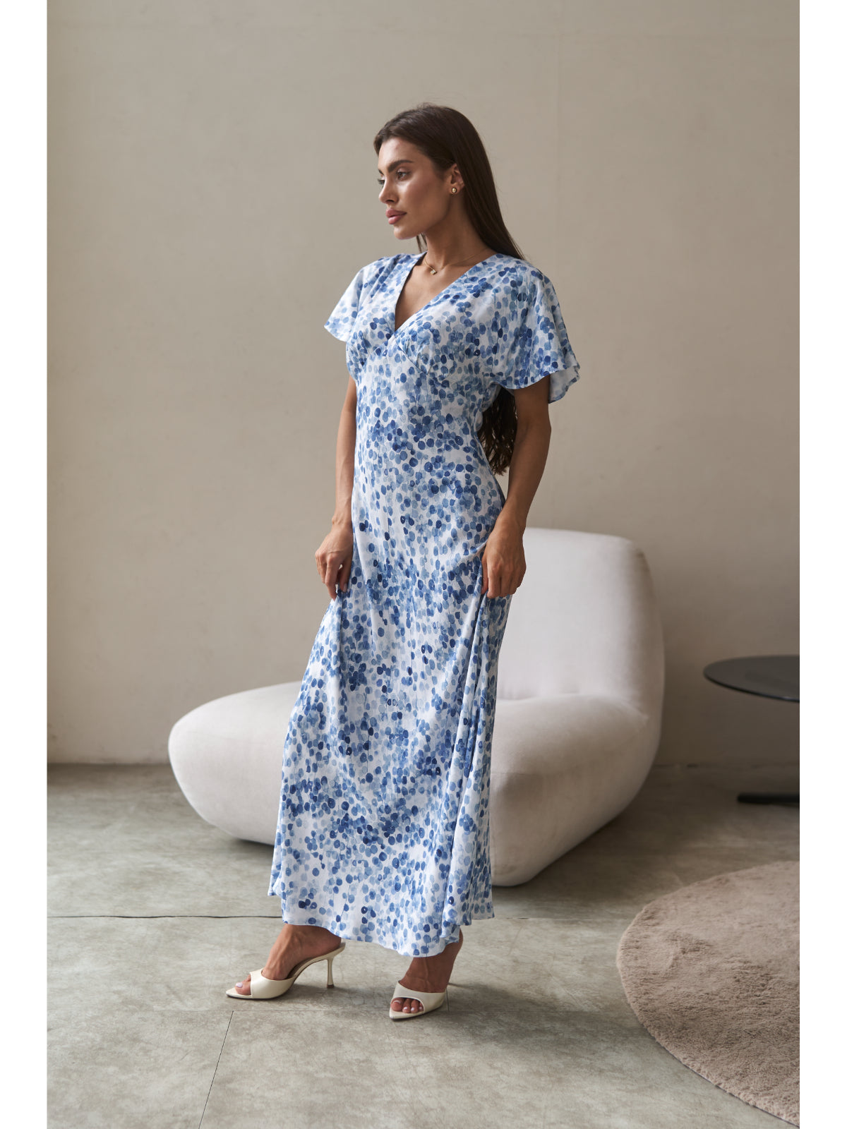 Cotton maxi dress blue watercolor - UFS.store.ua