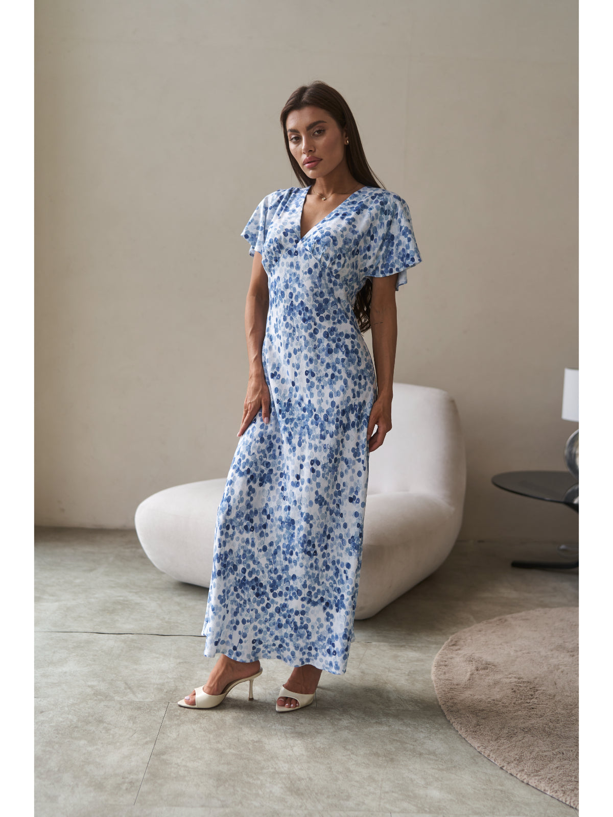 Cotton maxi dress blue watercolor - UFS.store.ua