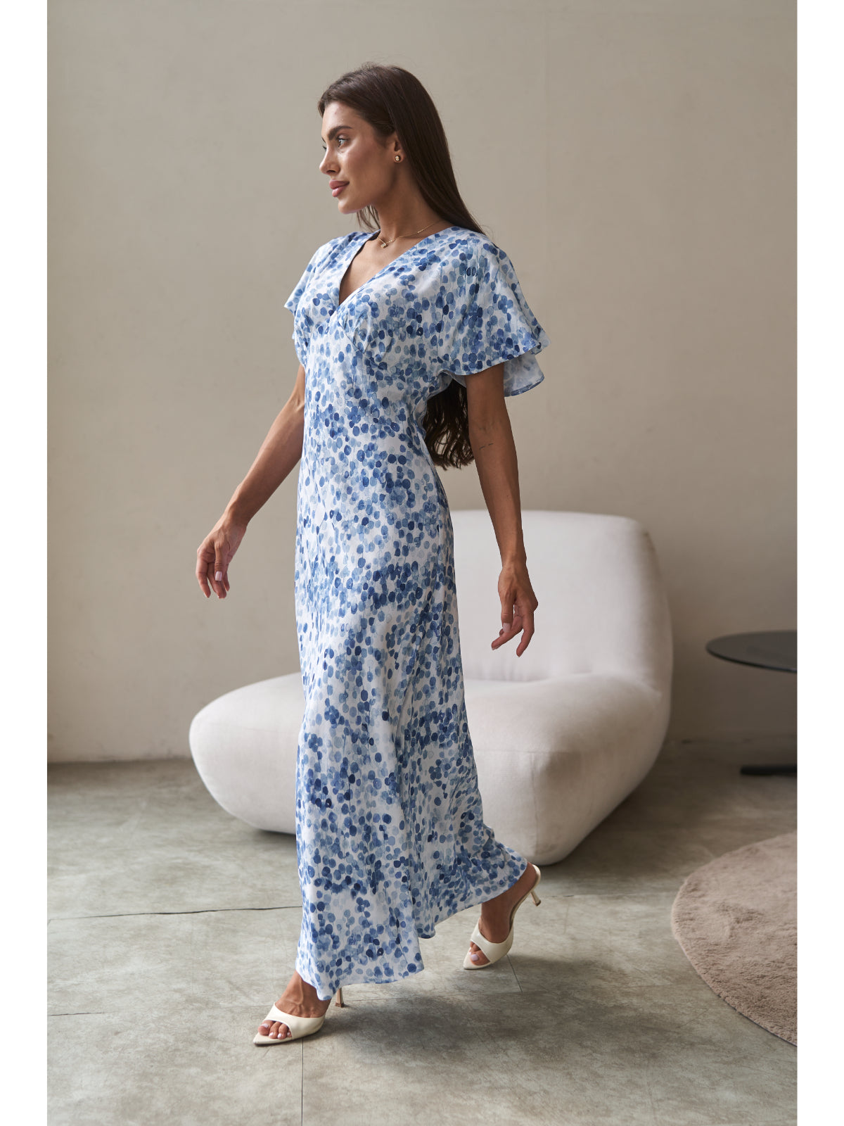 Cotton maxi dress blue watercolor - UFS.store.ua