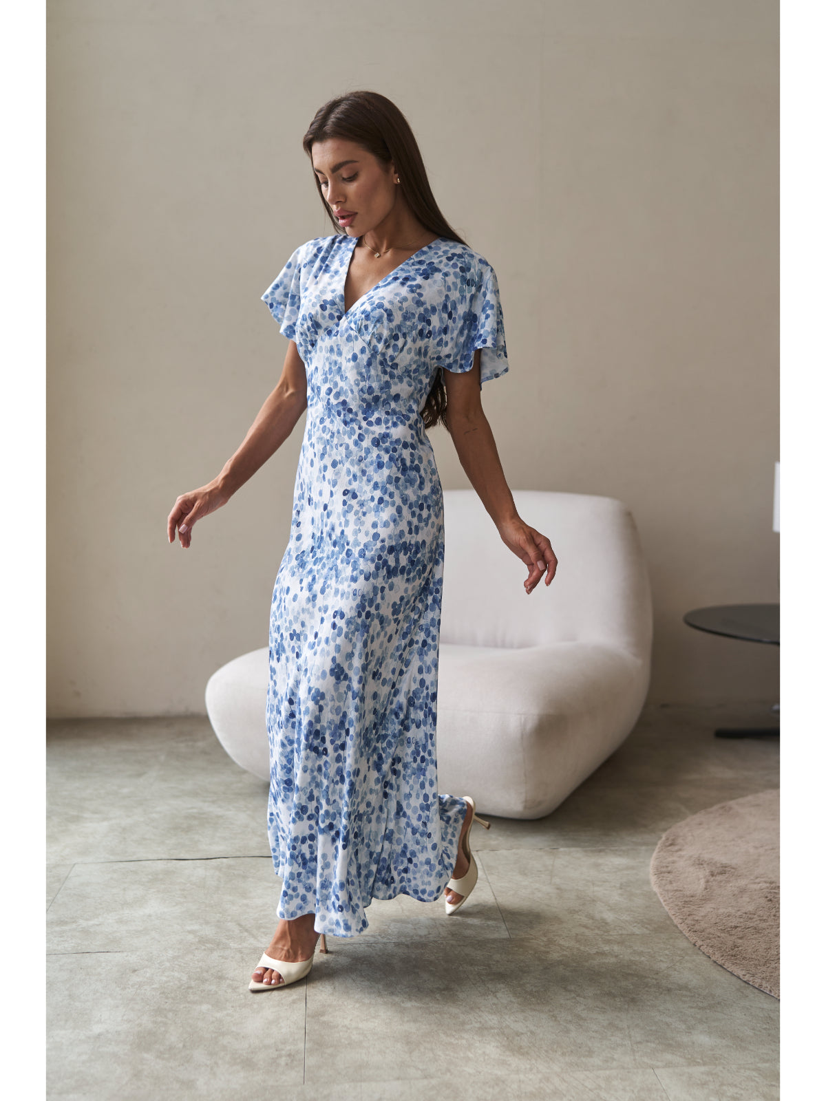 Cotton maxi dress blue watercolor - UFS.store.ua