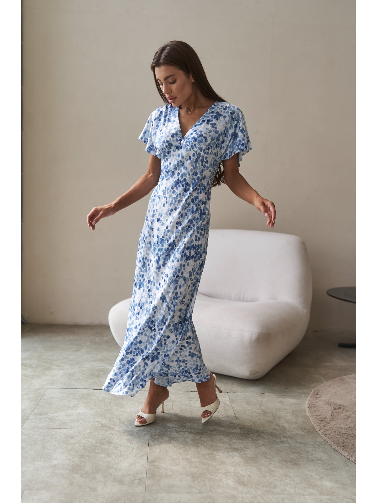 Cotton maxi dress blue watercolor - UFS.store.ua