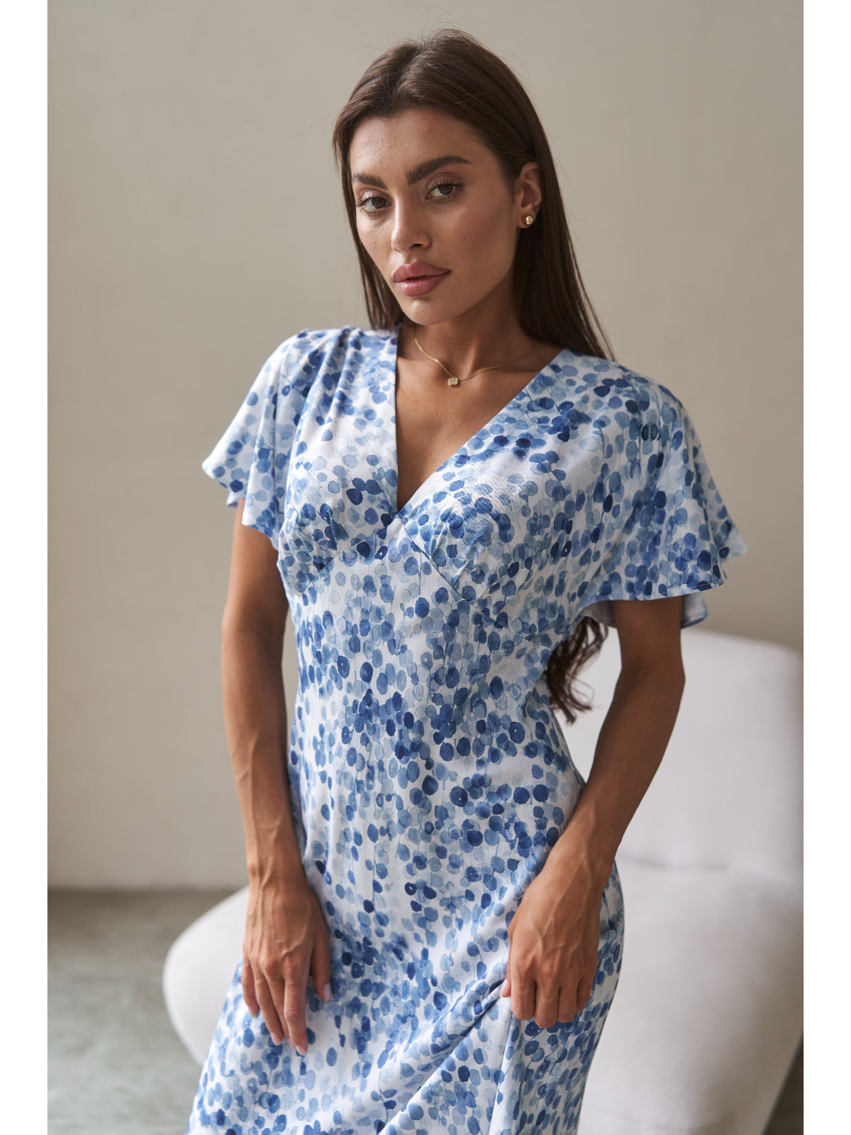 Cotton maxi dress blue watercolor - UFS.store.ua