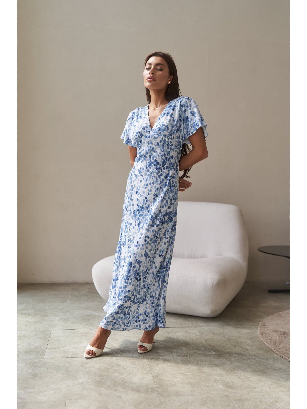 Cotton maxi dress blue watercolor - UFS.store.ua