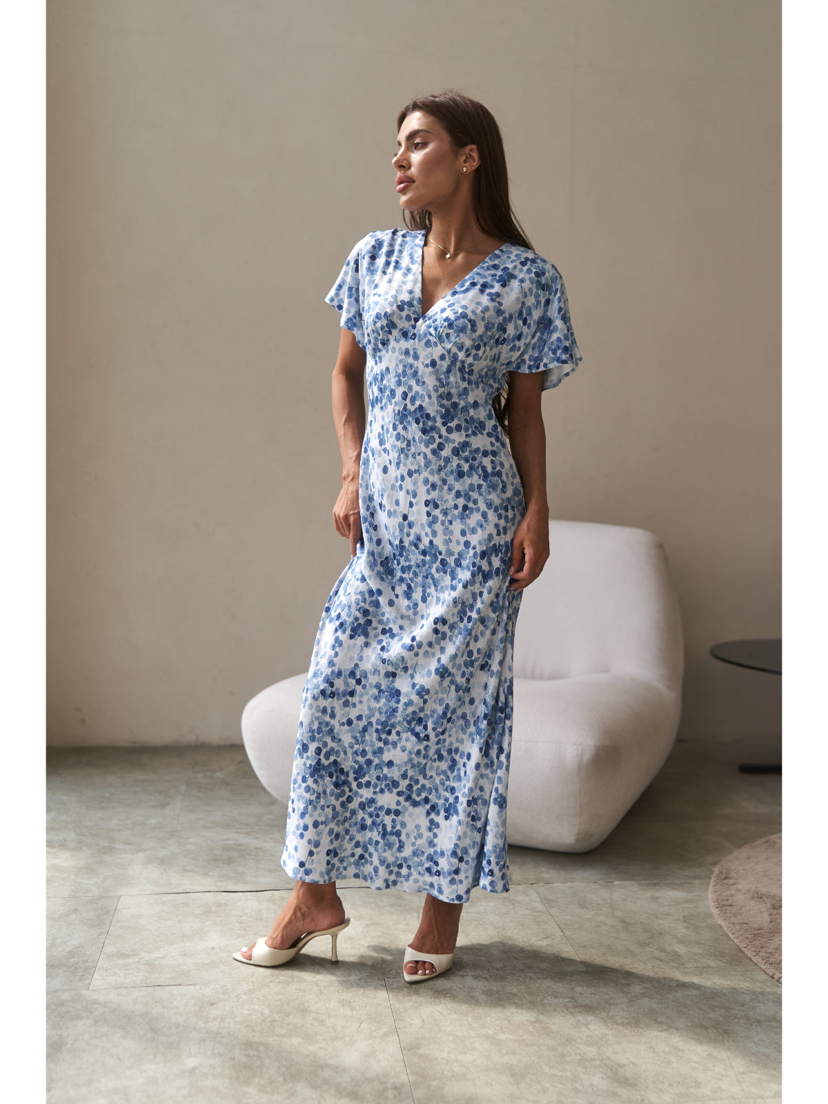Cotton maxi dress blue watercolor - UFS.store.ua