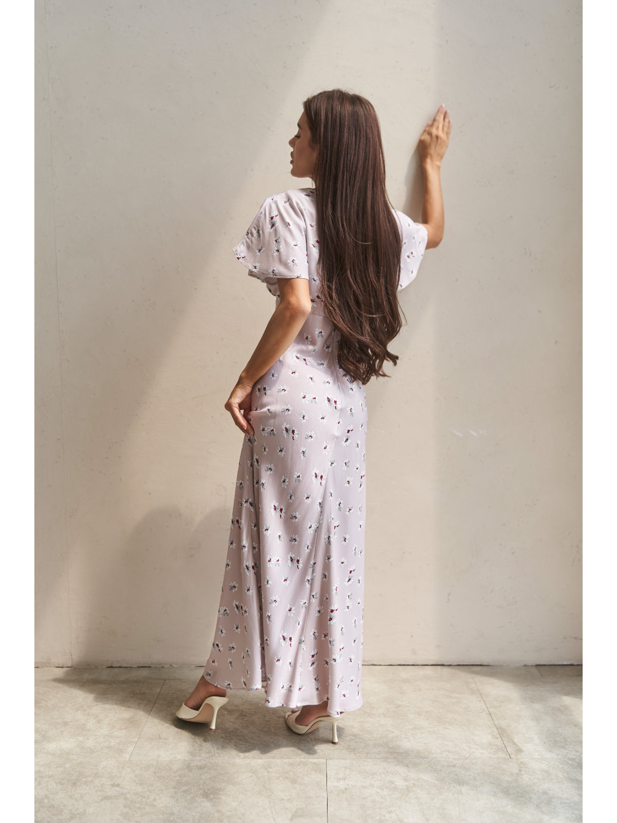 Powder cotton maxi dress with flowers - UFS.store.ua
