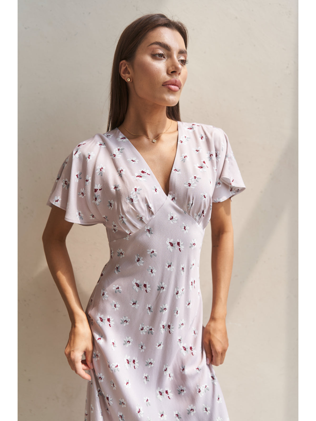 Powder cotton maxi dress with flowers - UFS.store.ua