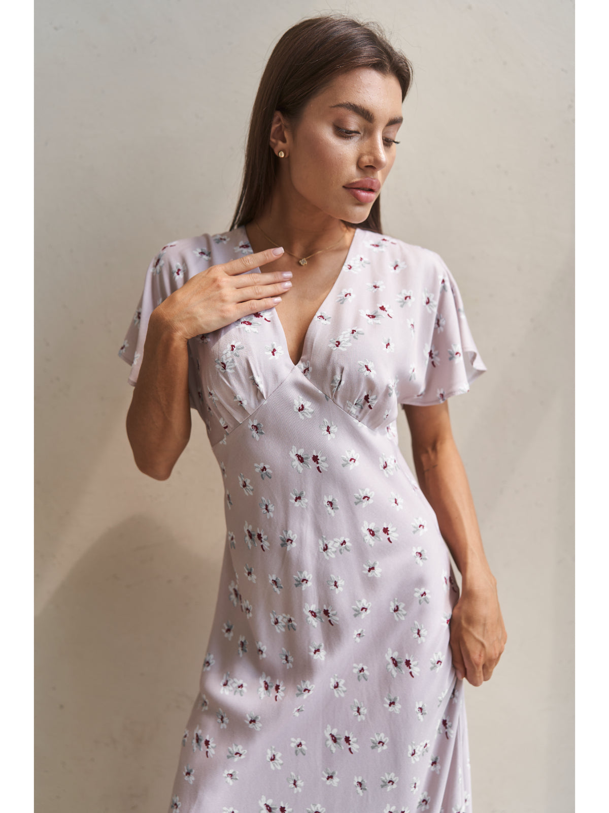 Powder cotton maxi dress with flowers - UFS.store.ua