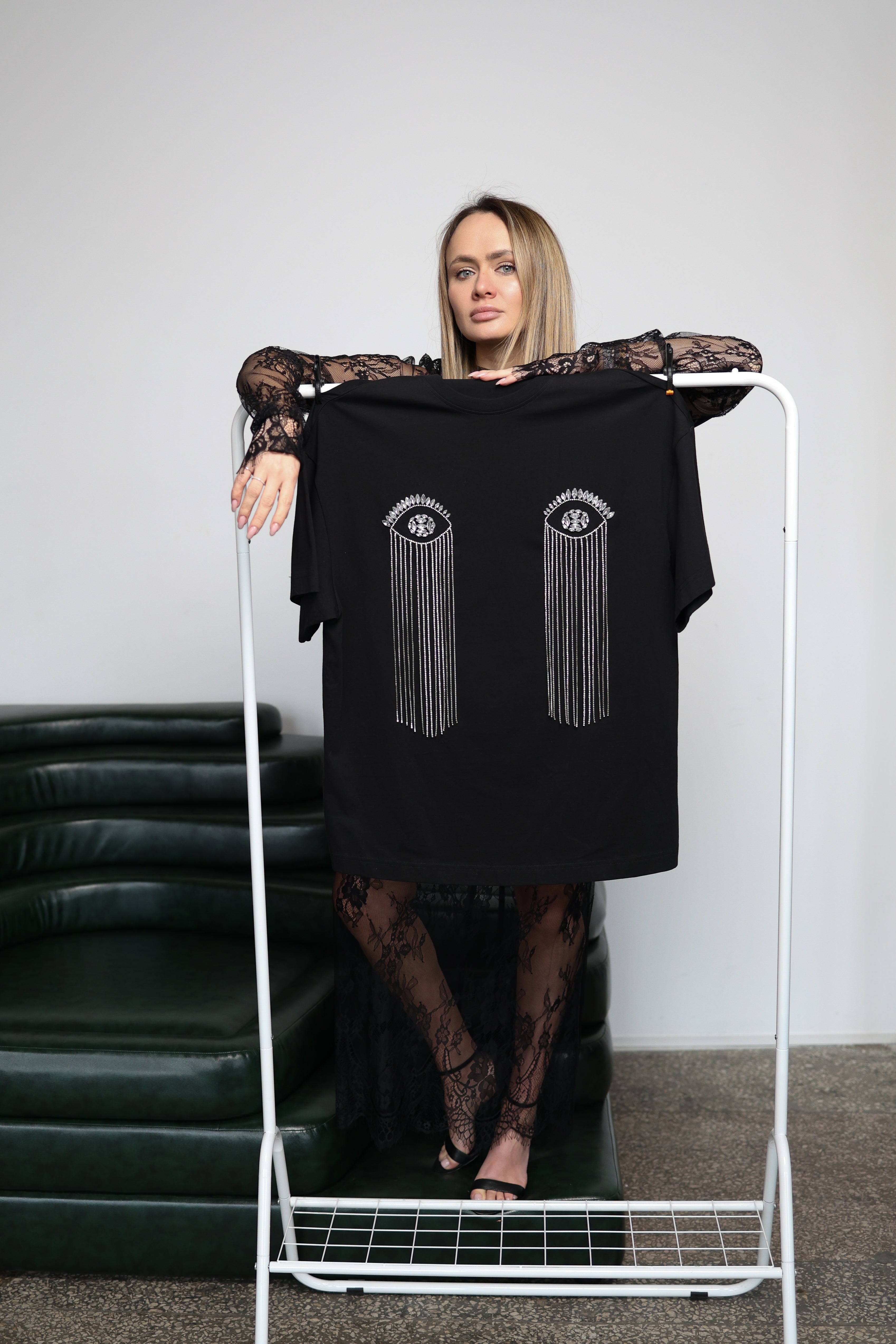 T-shirt with rhinestones "Eyes" - UFS.store.ua