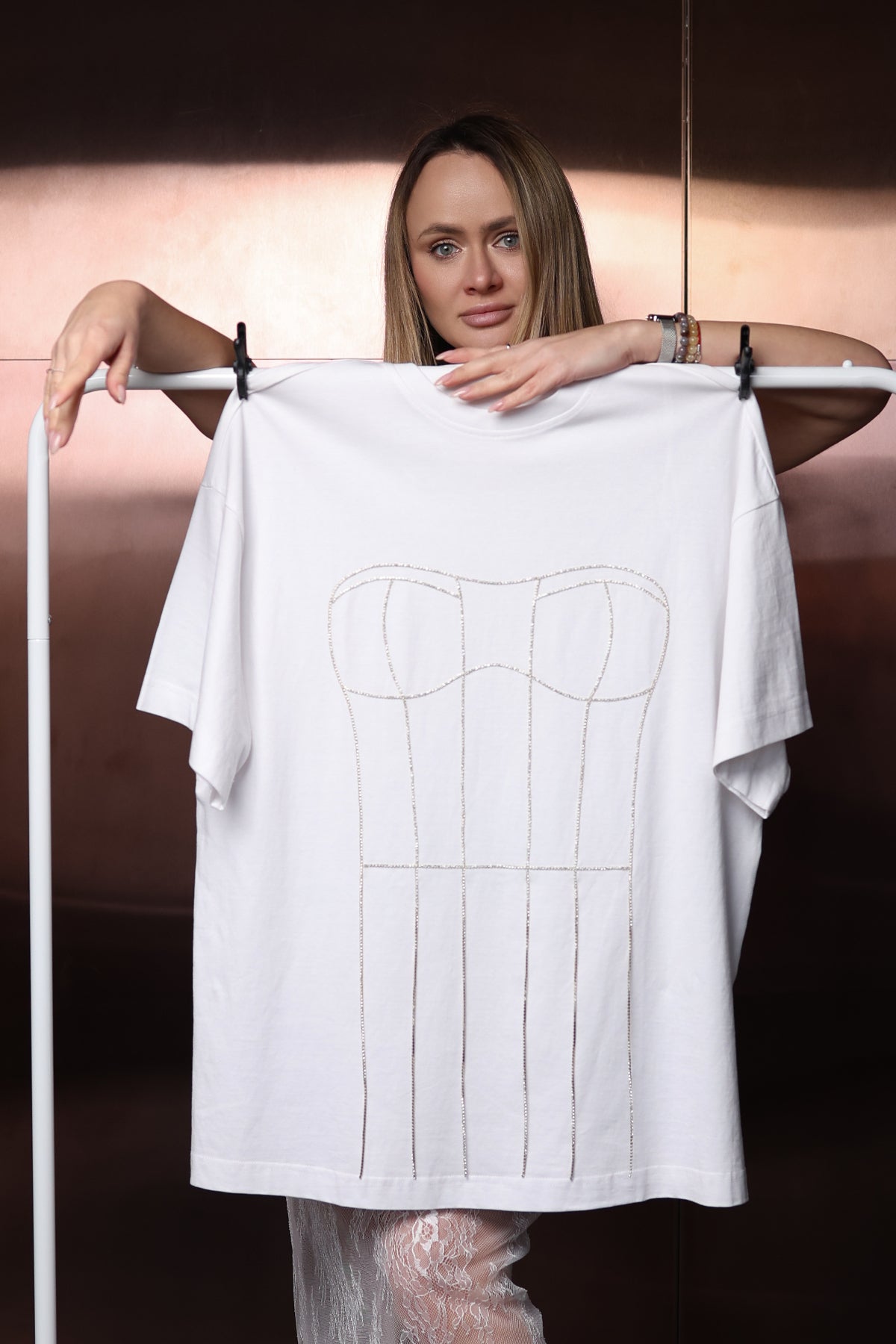 T-shirt with rhinestones "Corset" - UFS.store.ua