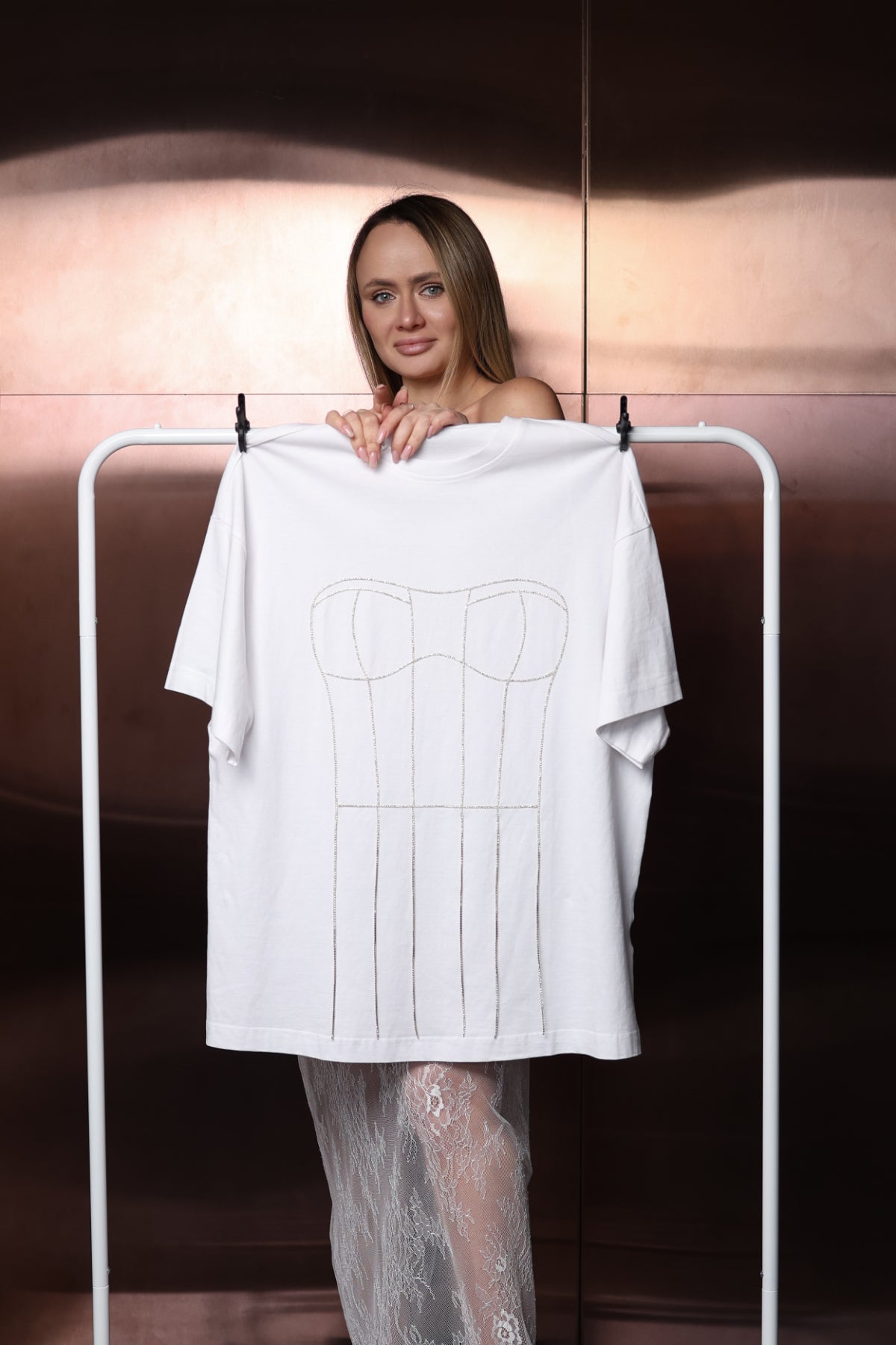 T-shirt with rhinestones "Corset" - UFS.store.ua