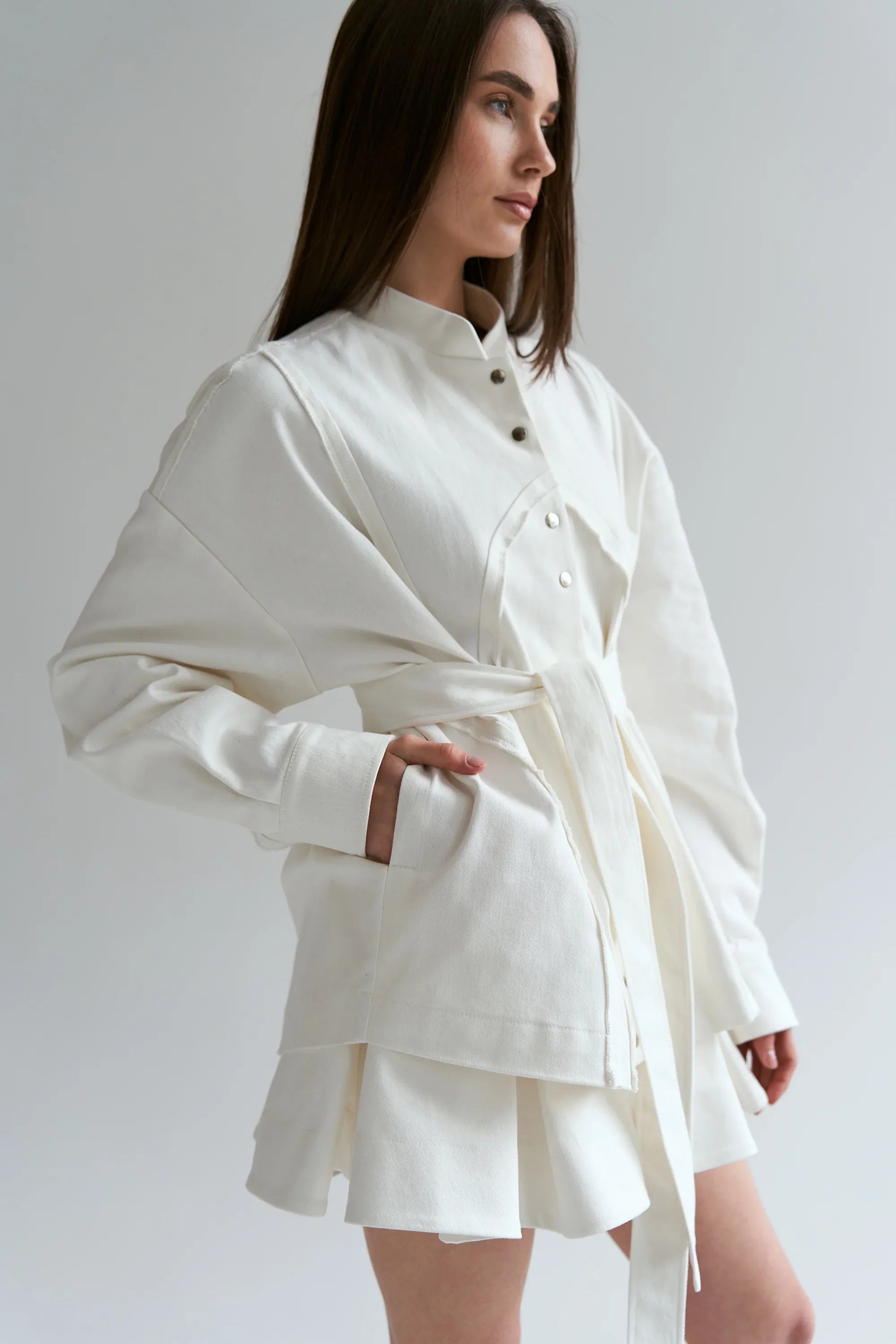 Milk cotton bomber jacket U