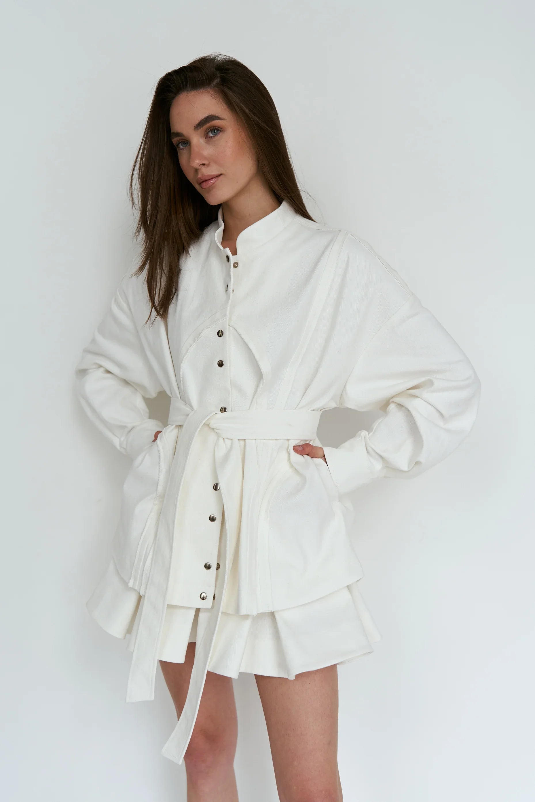 Milk cotton bomber jacket U